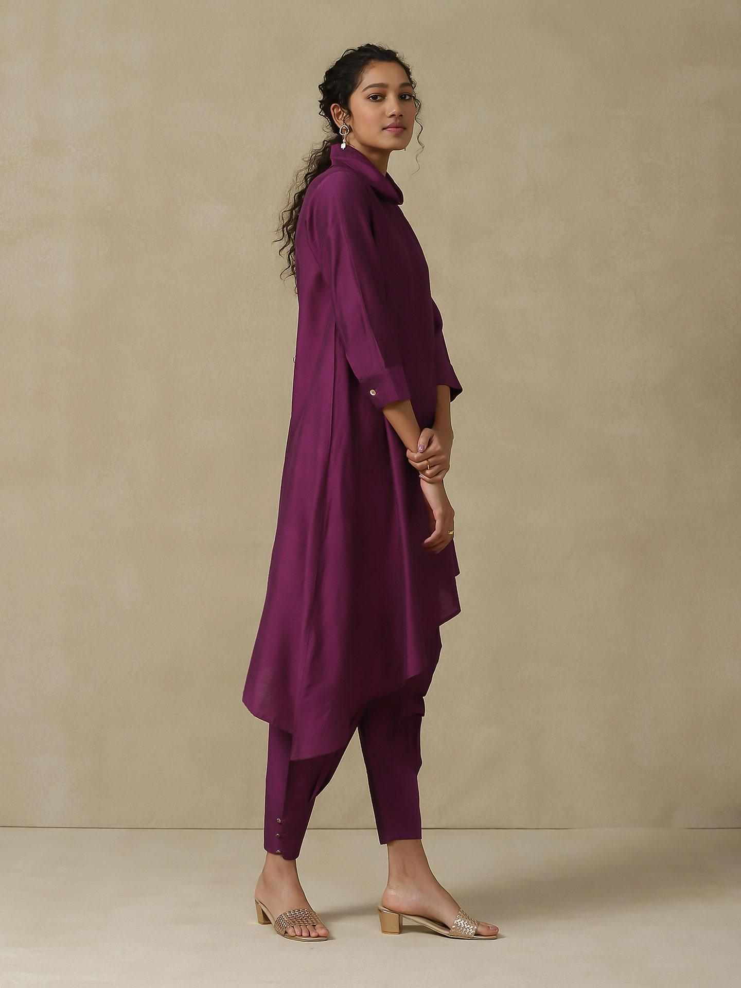 Purple Mogra Solid Kurta Set