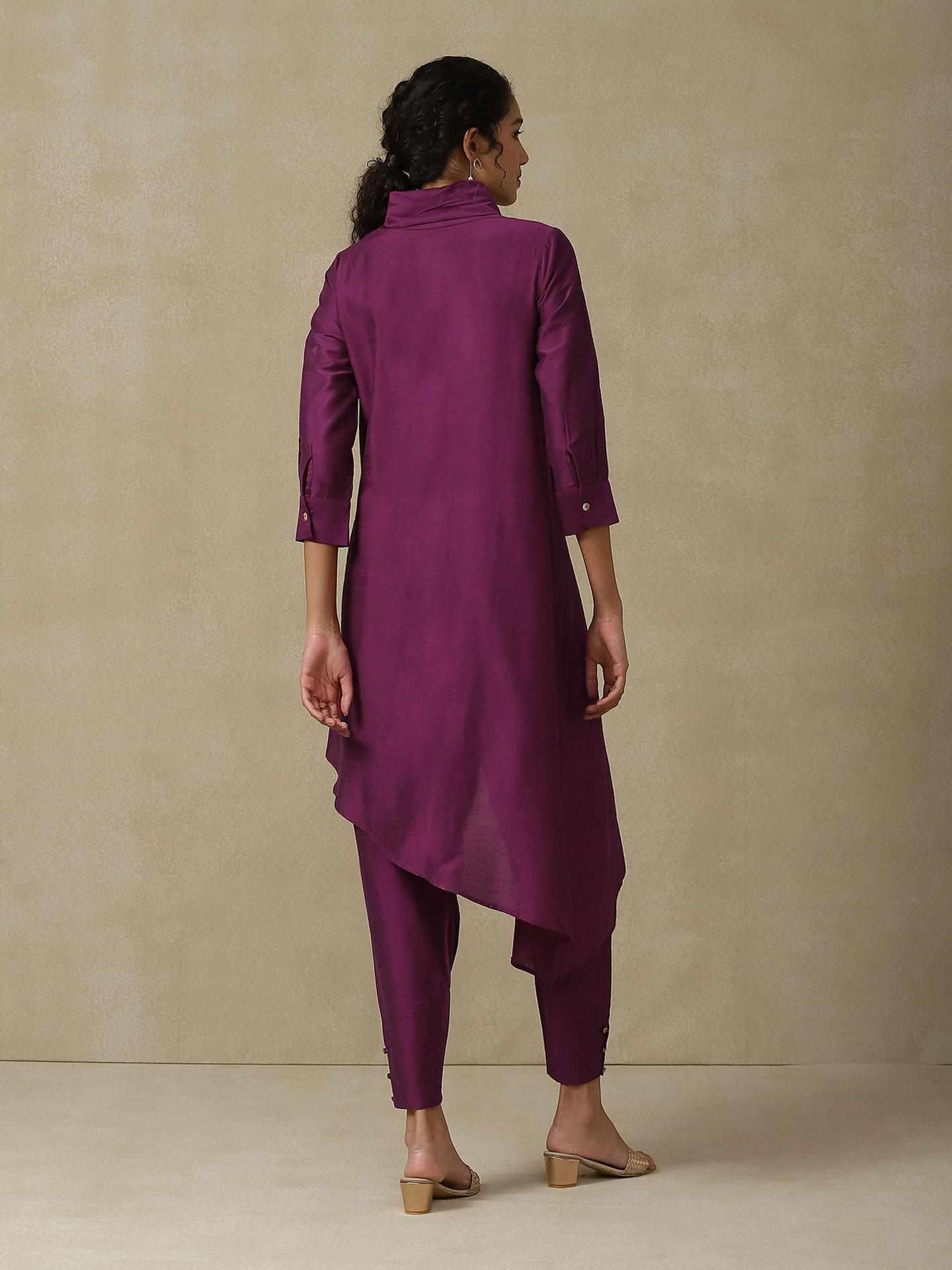 Purple Mogra Solid Kurta Set