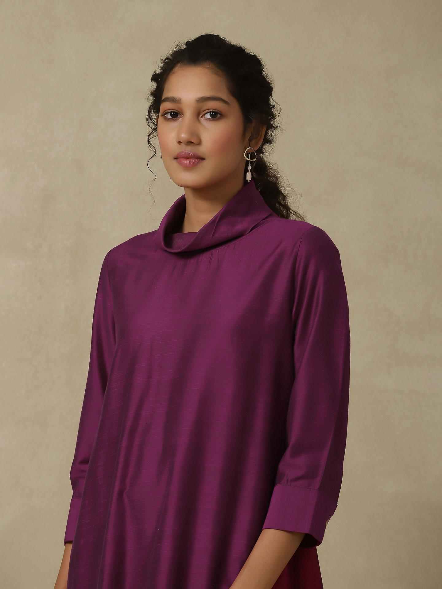 Purple Mogra Solid Kurta Set