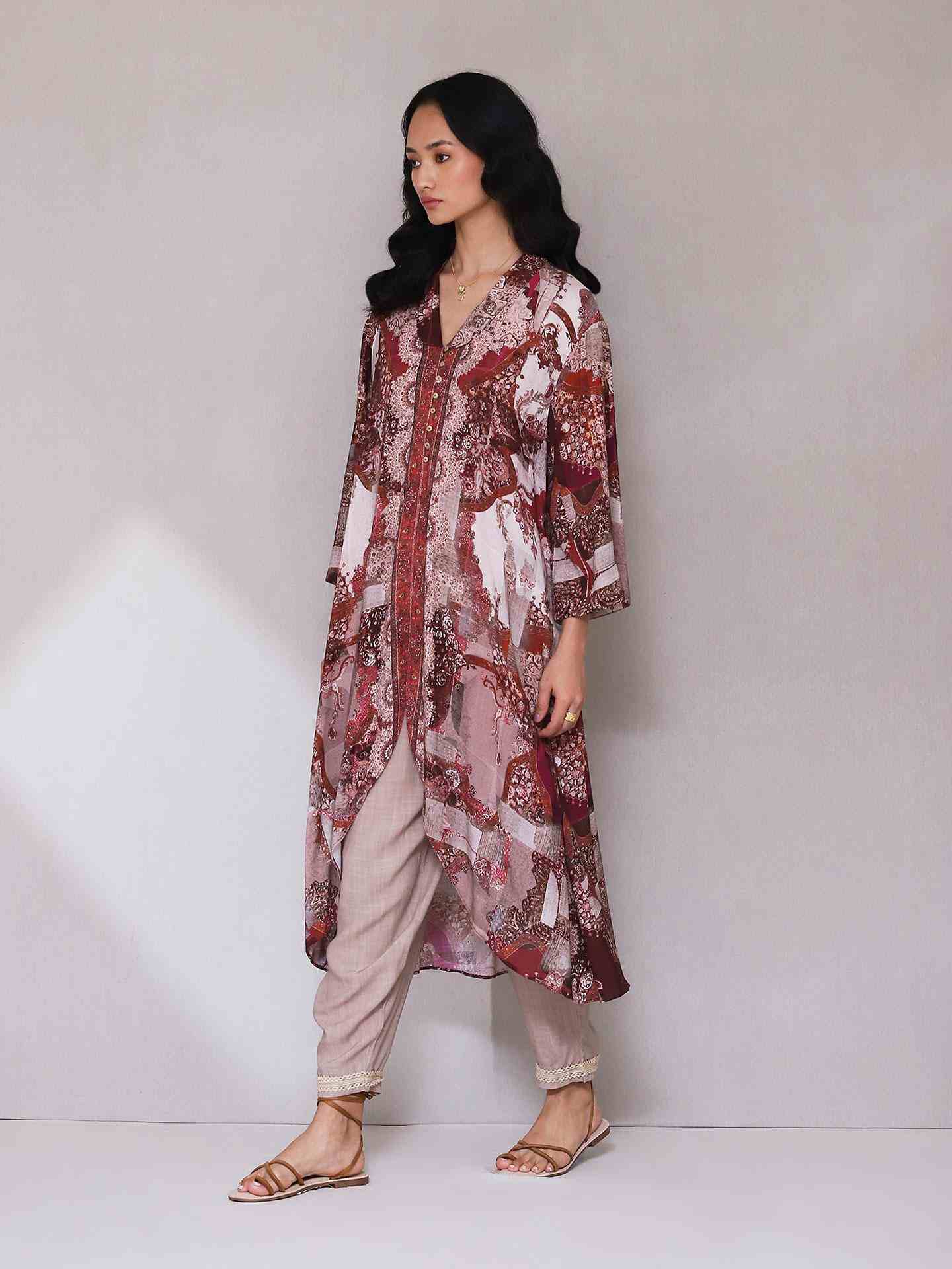 Wine Kashumi Kurta Set