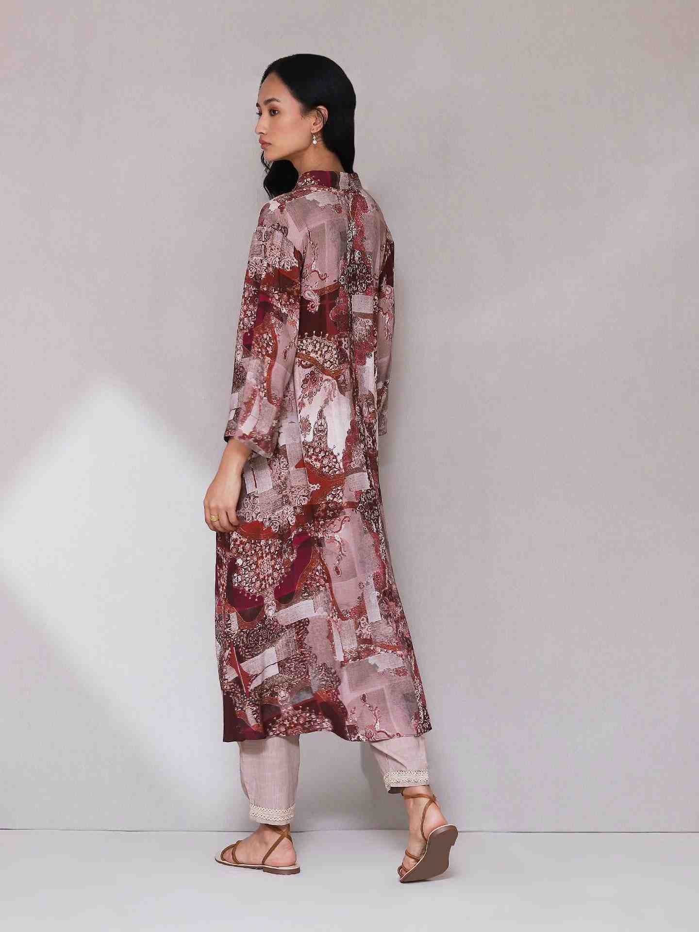 Wine Kashumi Kurta Set