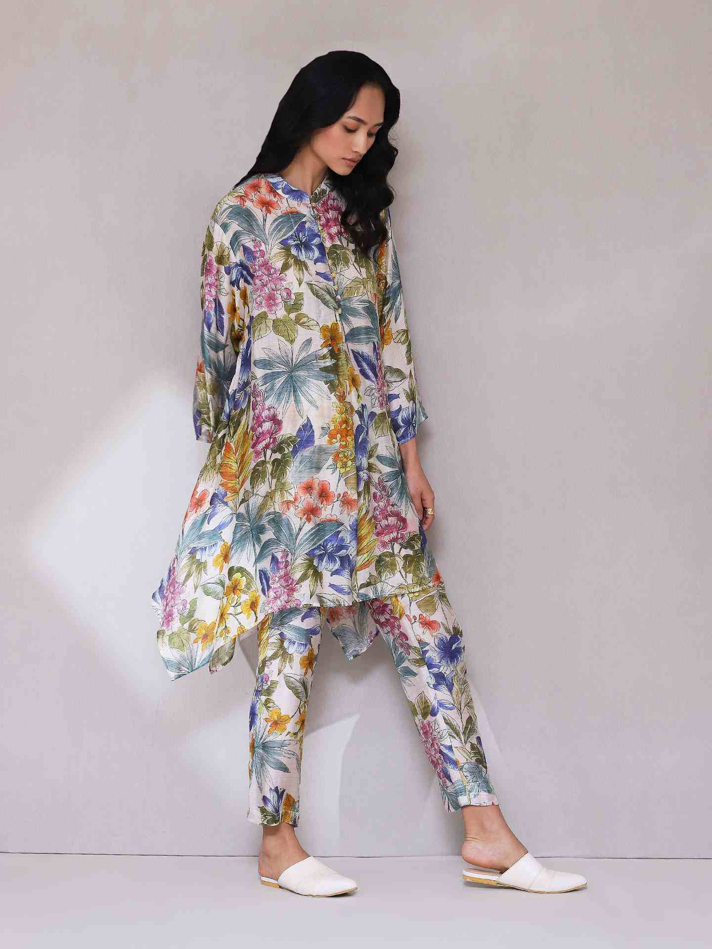 White Multi Tijana Floral Kurta Set