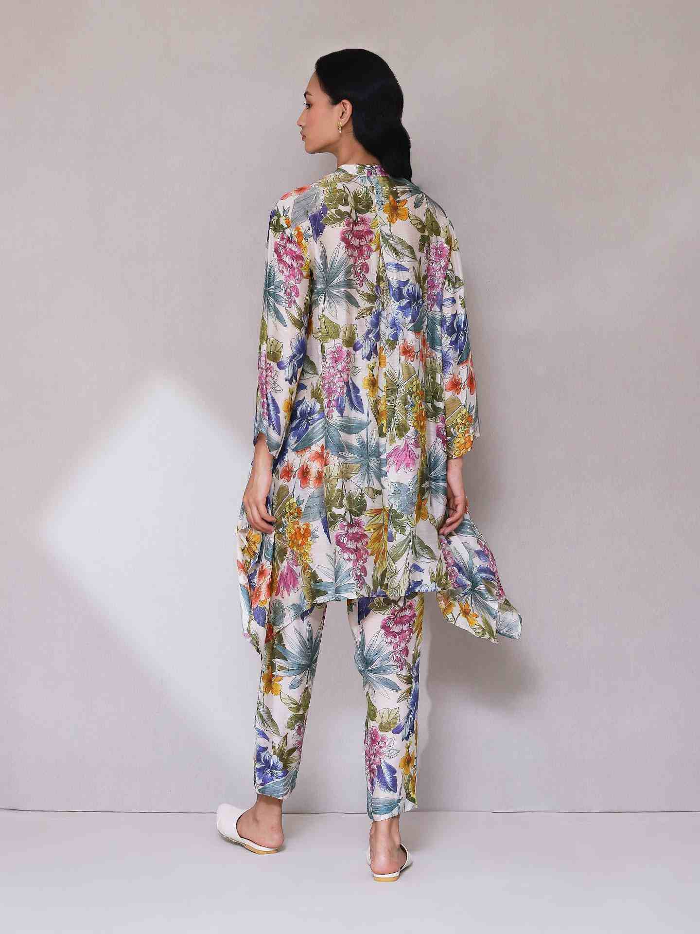 White Multi Tijana Floral Kurta Set