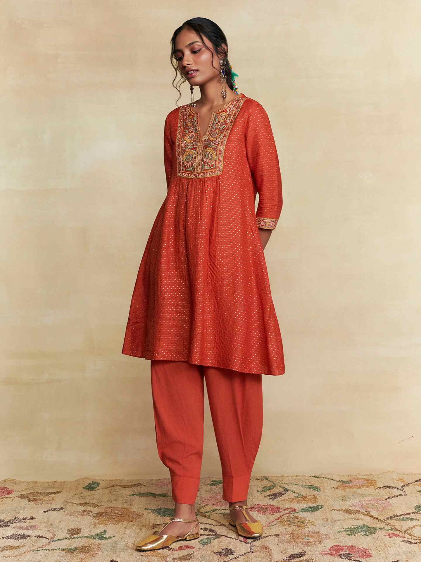 Orange Taranika Festive Kurta Set