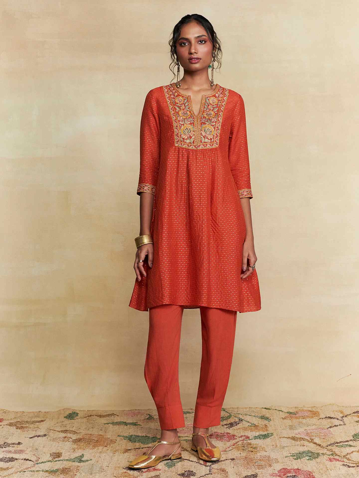 Orange Taranika Festive Kurta Set