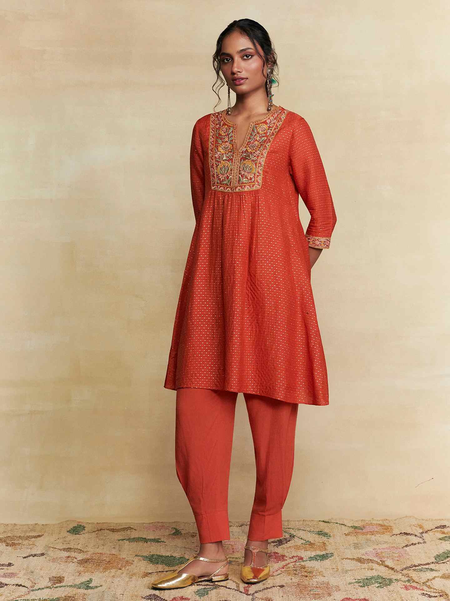 Orange Taranika Festive Kurta Set