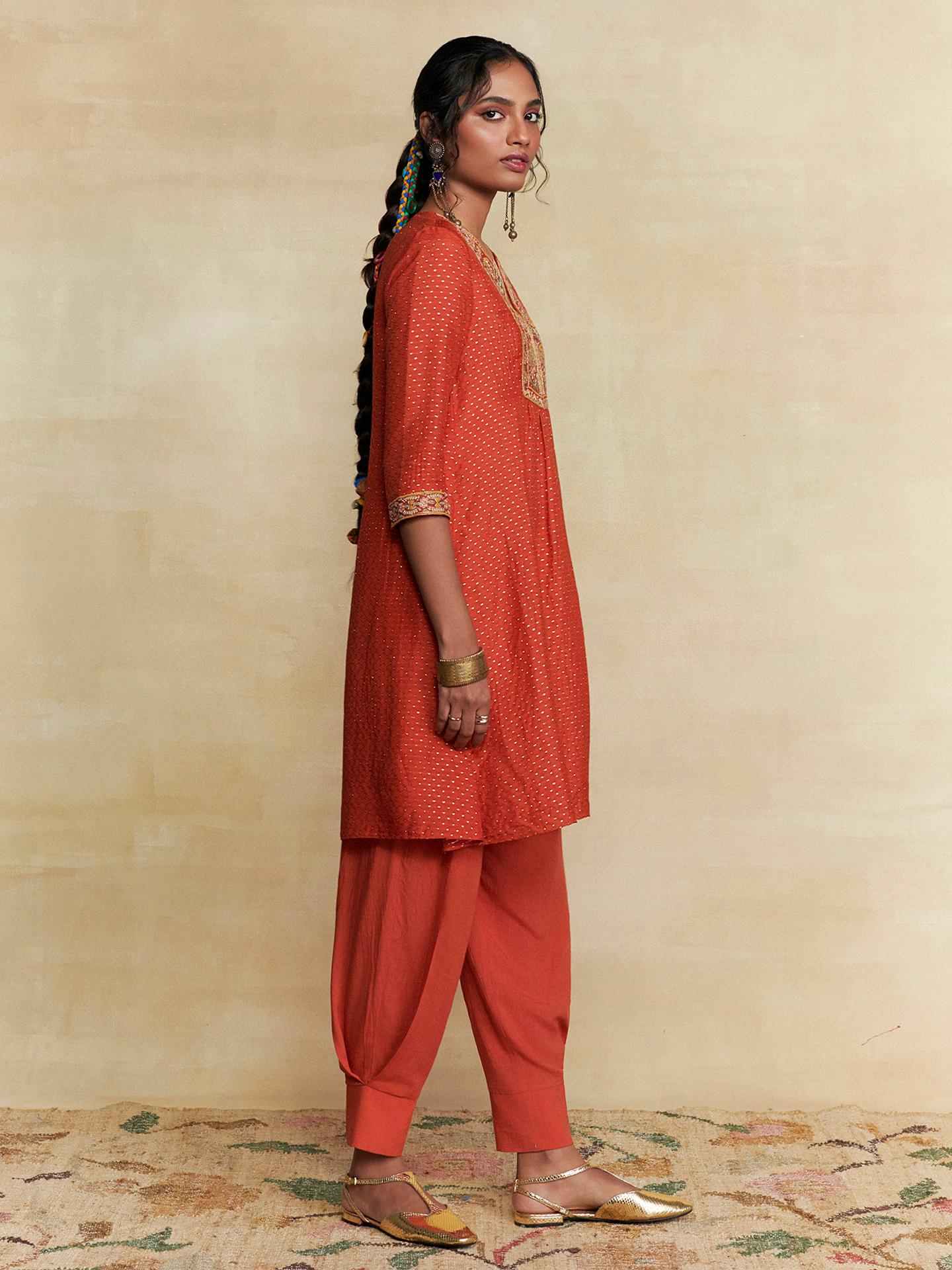 Orange Taranika Festive Kurta Set