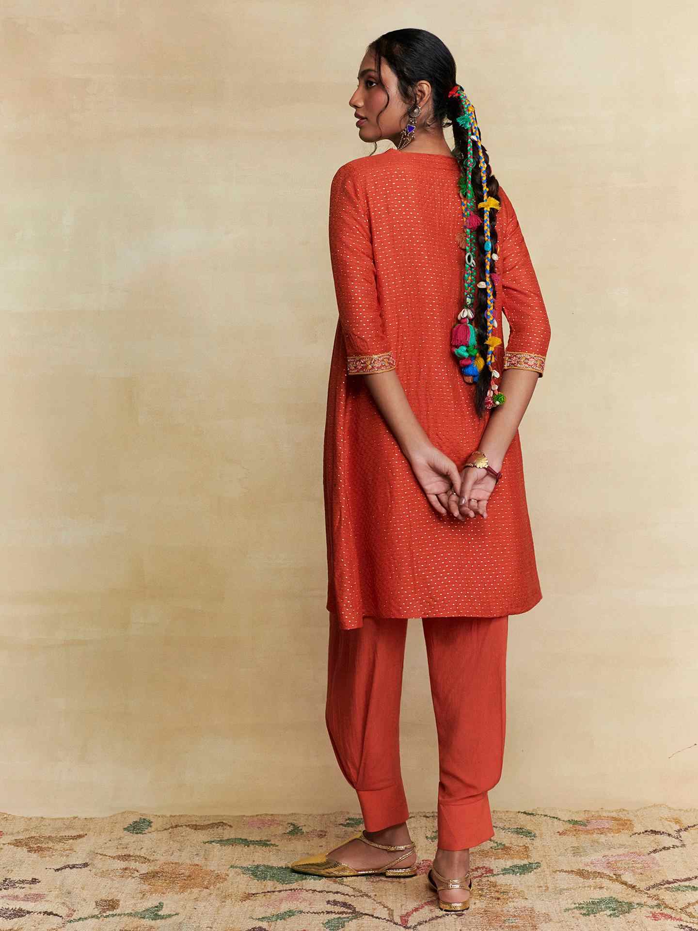 Orange Taranika Festive Kurta Set