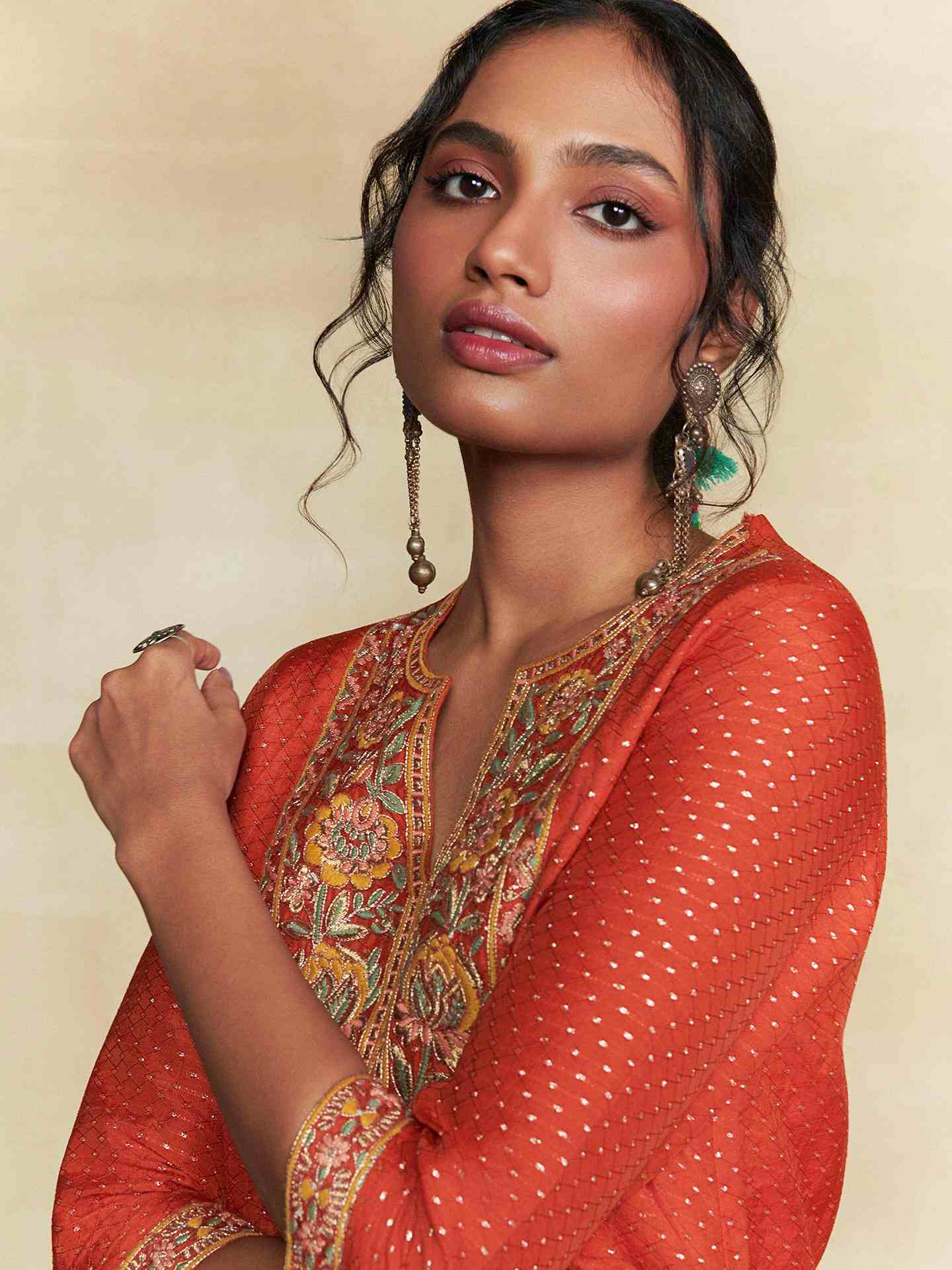 Orange Taranika Festive Kurta Set