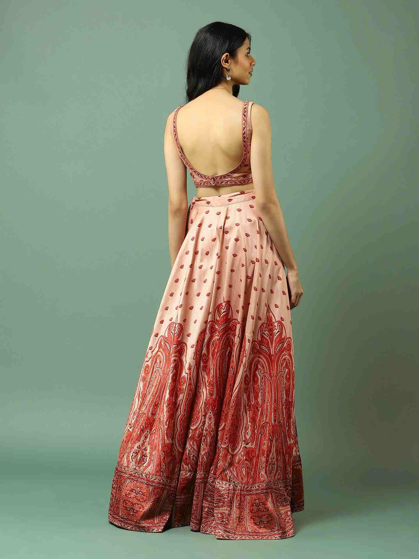 Red Festive Solid Lehenga Set