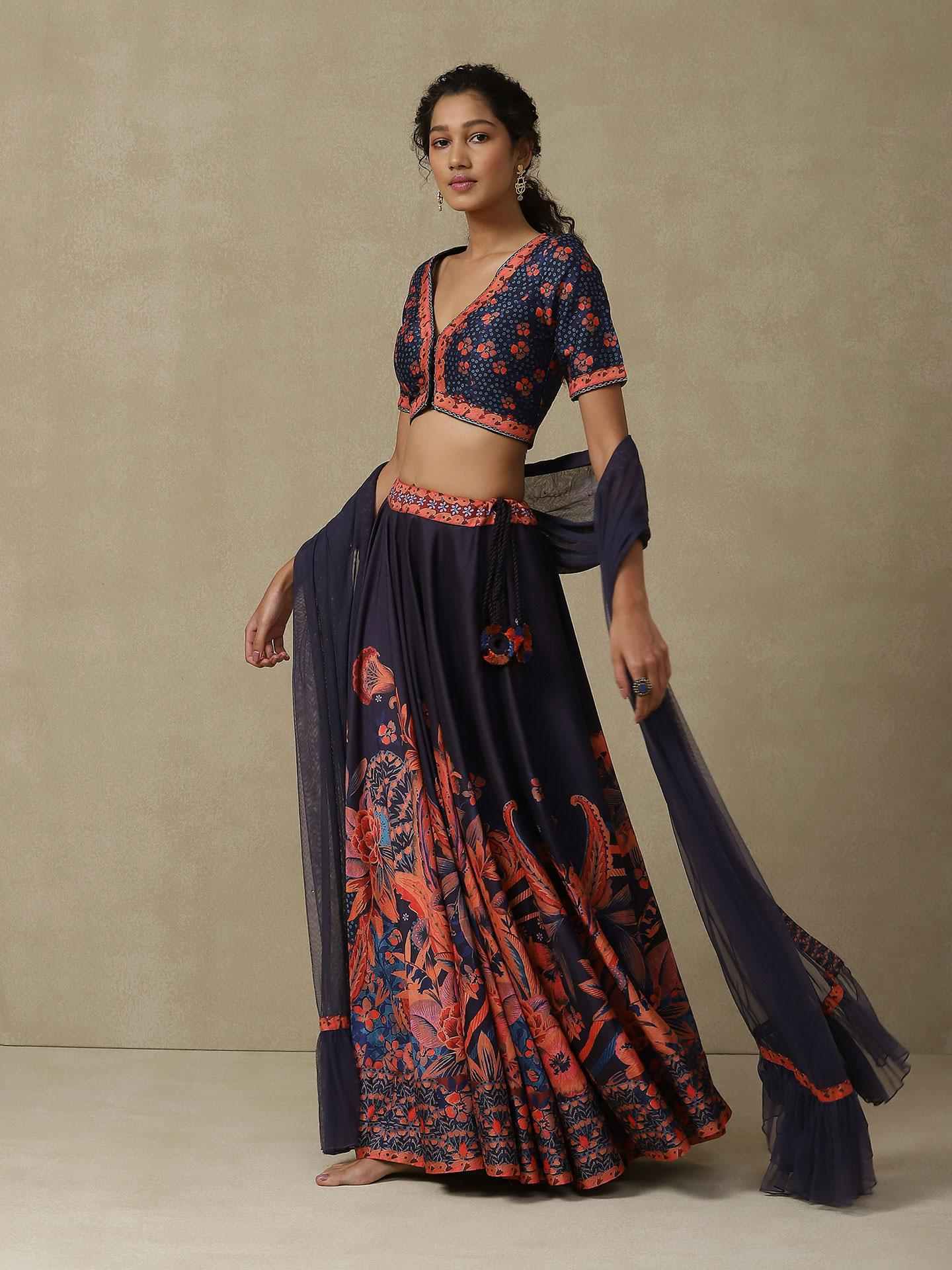 Navy Festive Lehenga Set