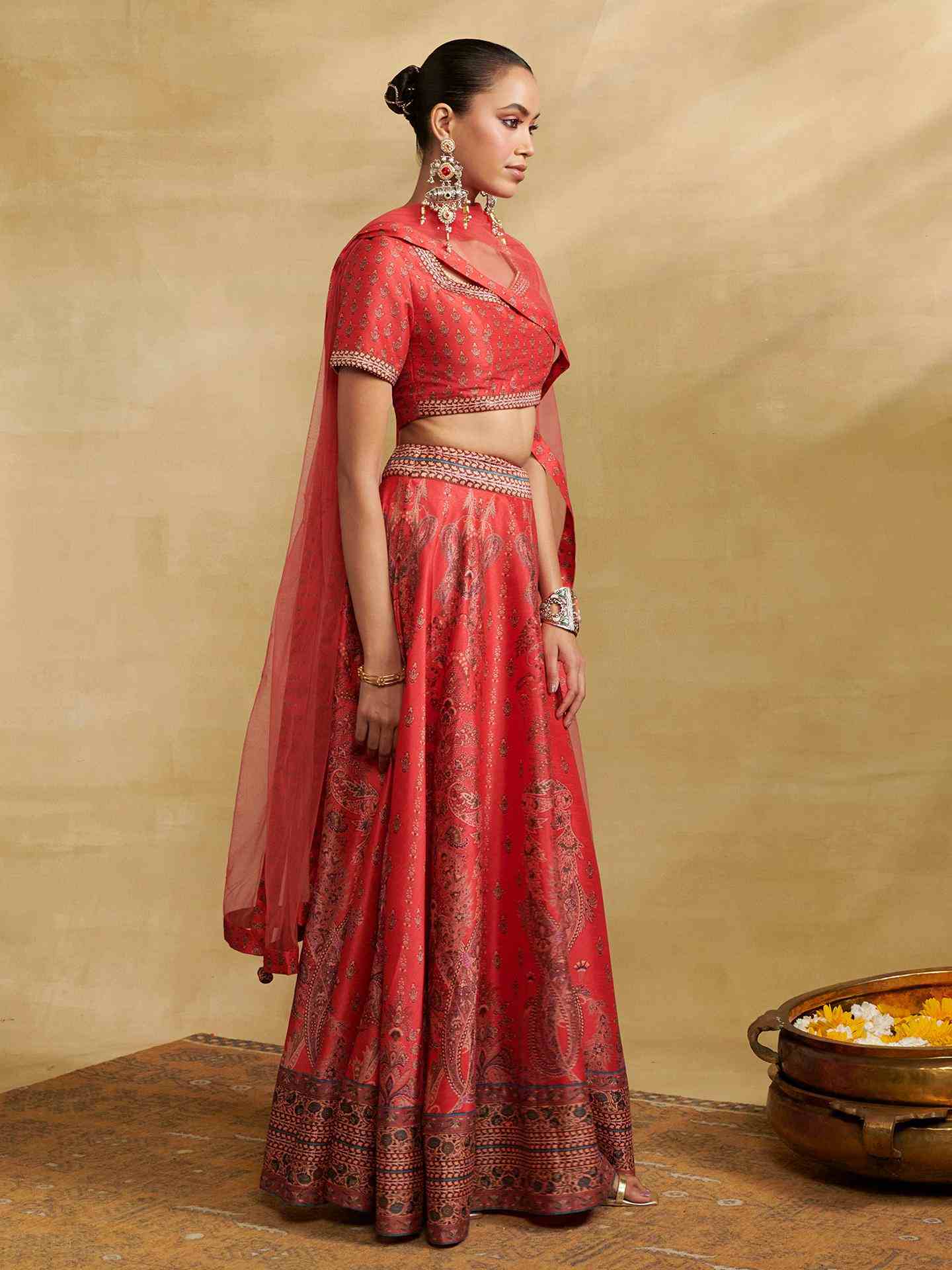 Red Tuberose Lehenga