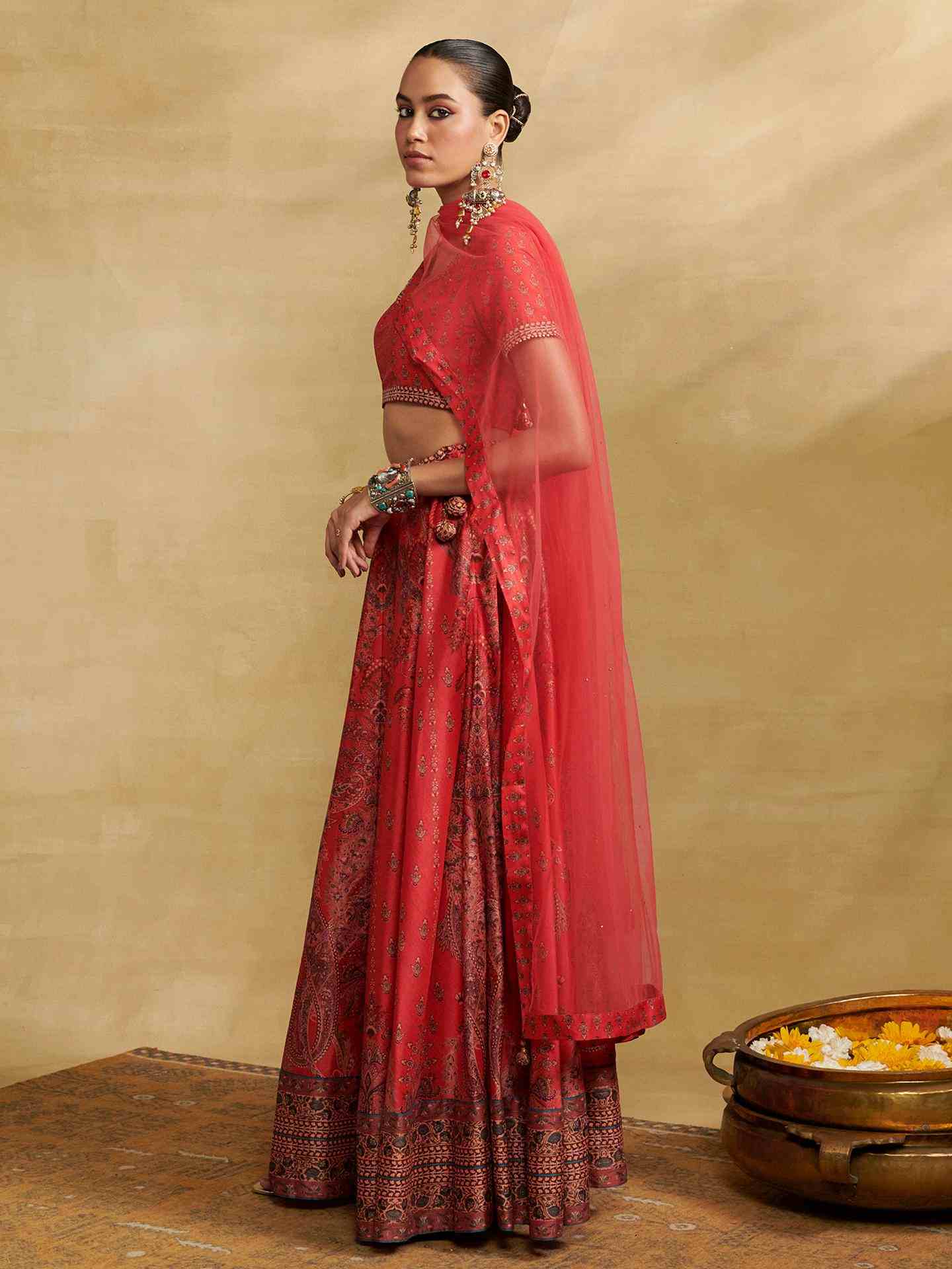 Red Tuberose Lehenga