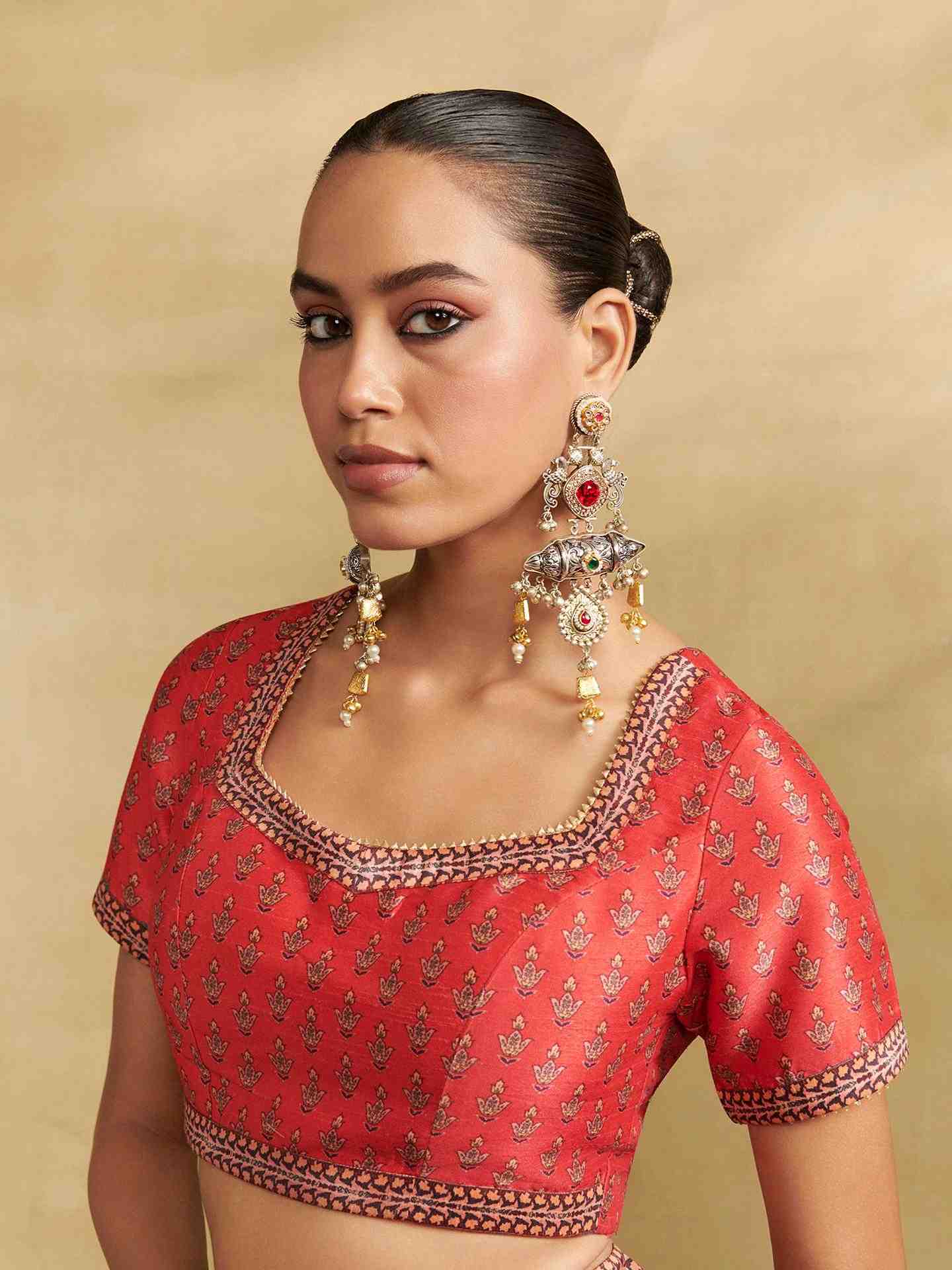 Red Tuberose Lehenga