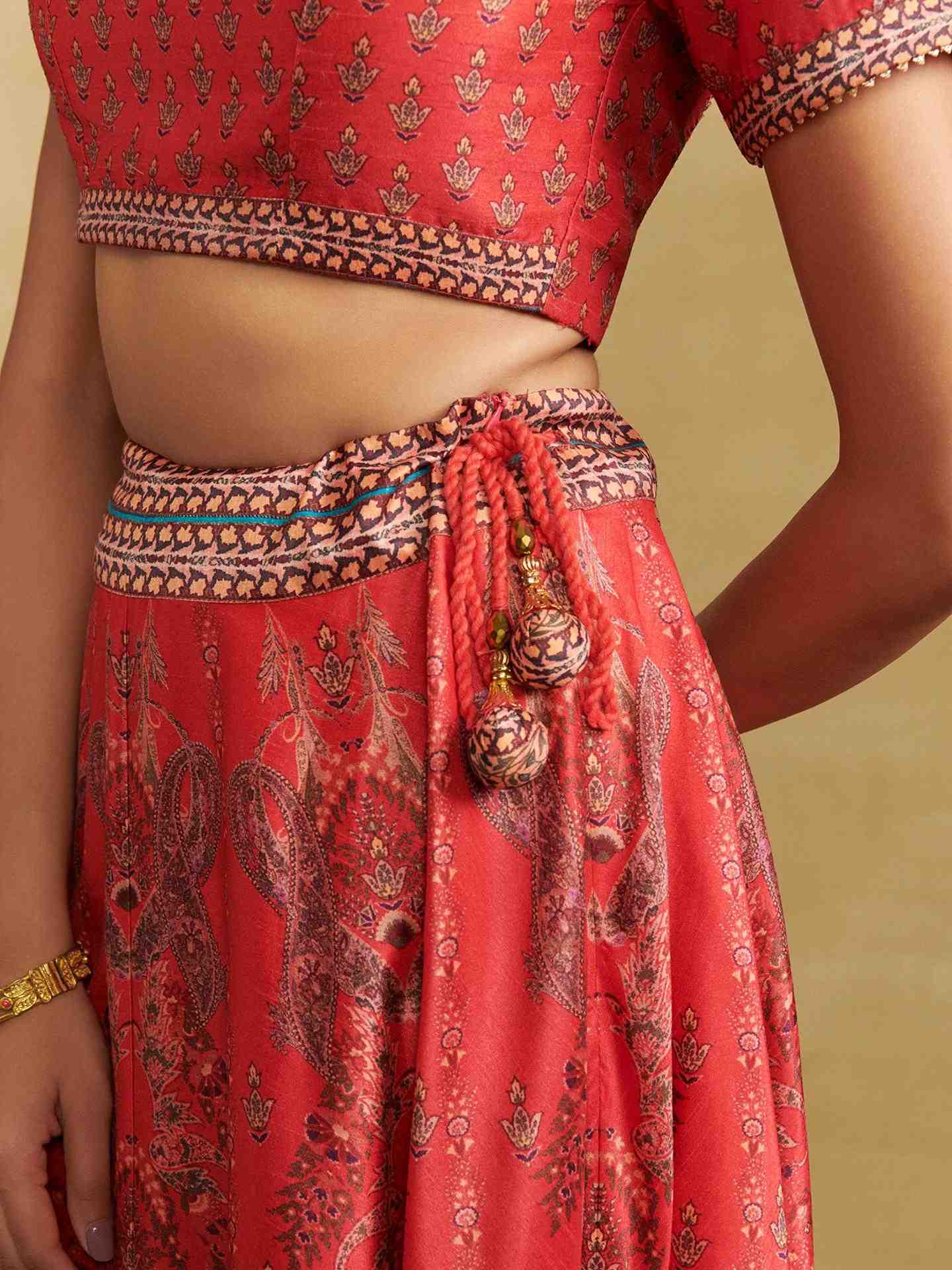 Red Tuberose Lehenga