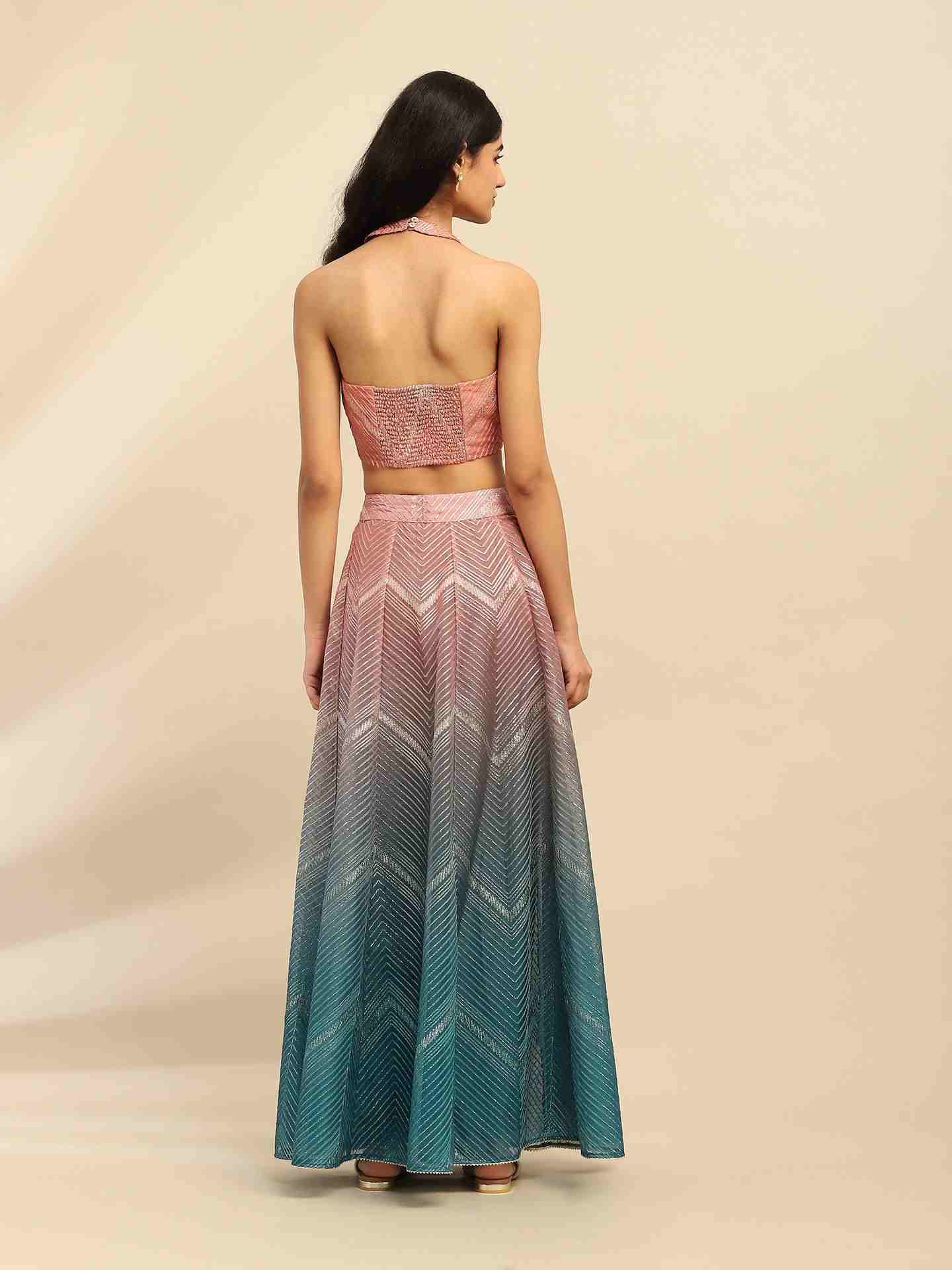 Pink & Blue Gota Festive Lehenga Set