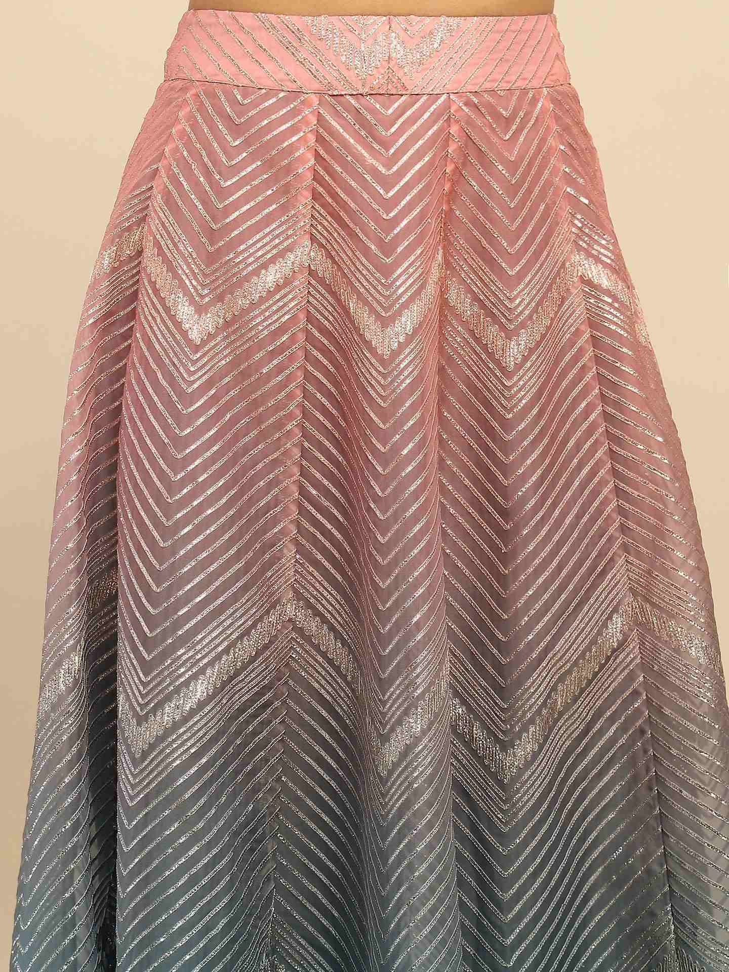 Pink & Blue Gota Festive Lehenga Set