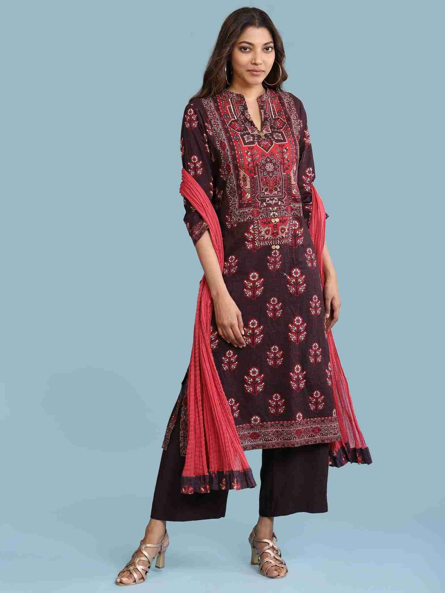 Brown Irani Suit Set