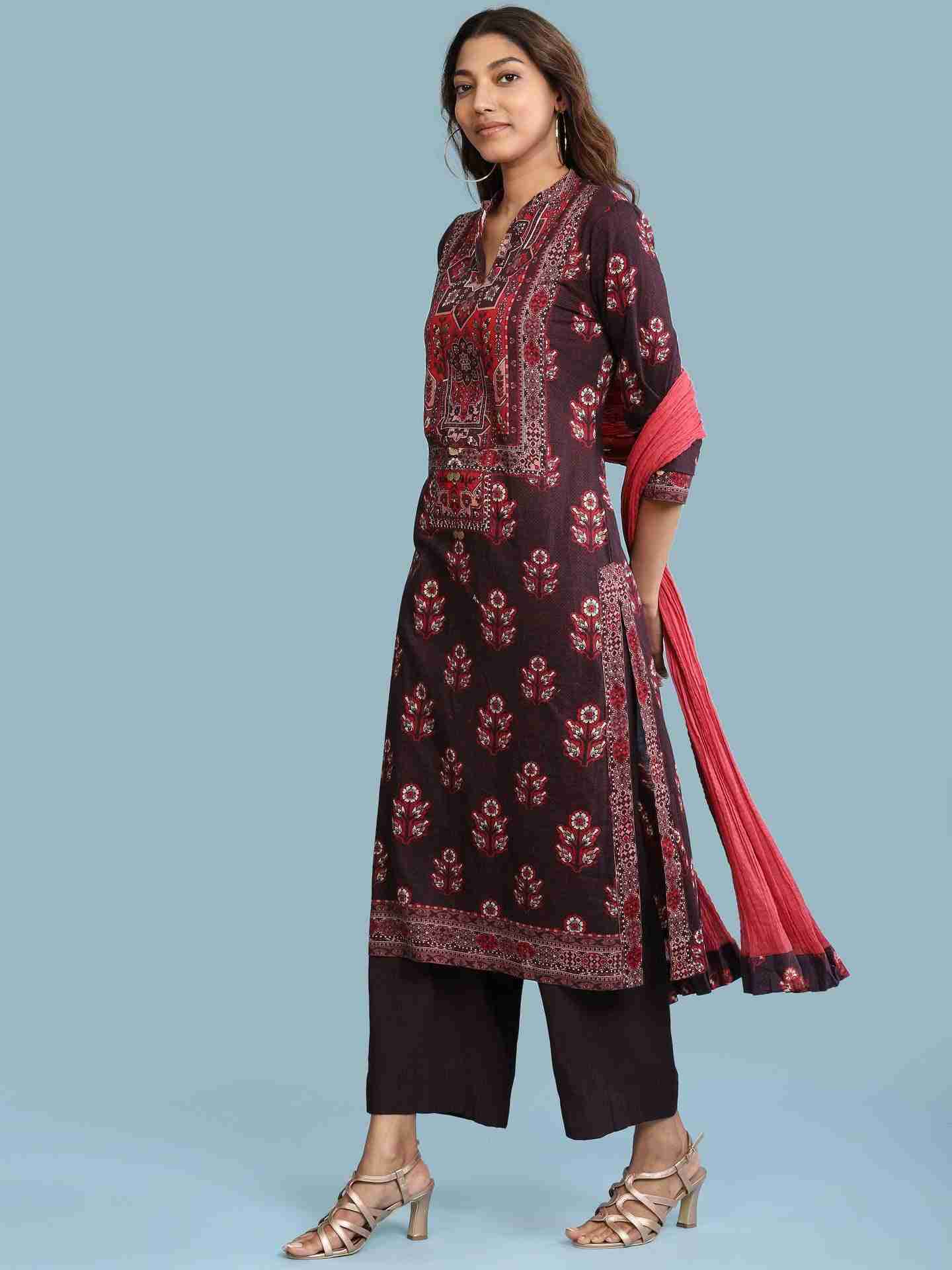 Brown Irani Suit Set