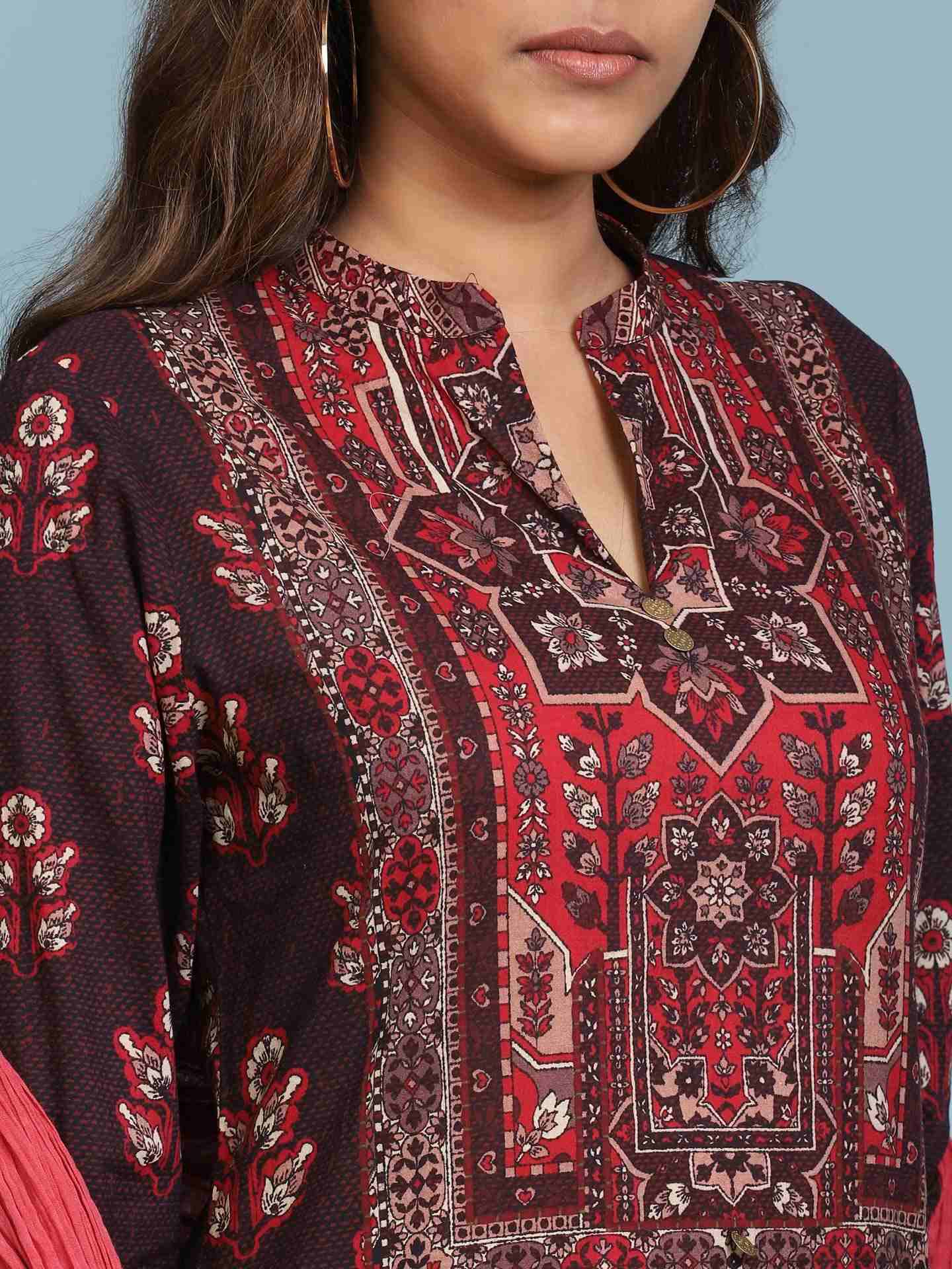 Brown Irani Suit Set