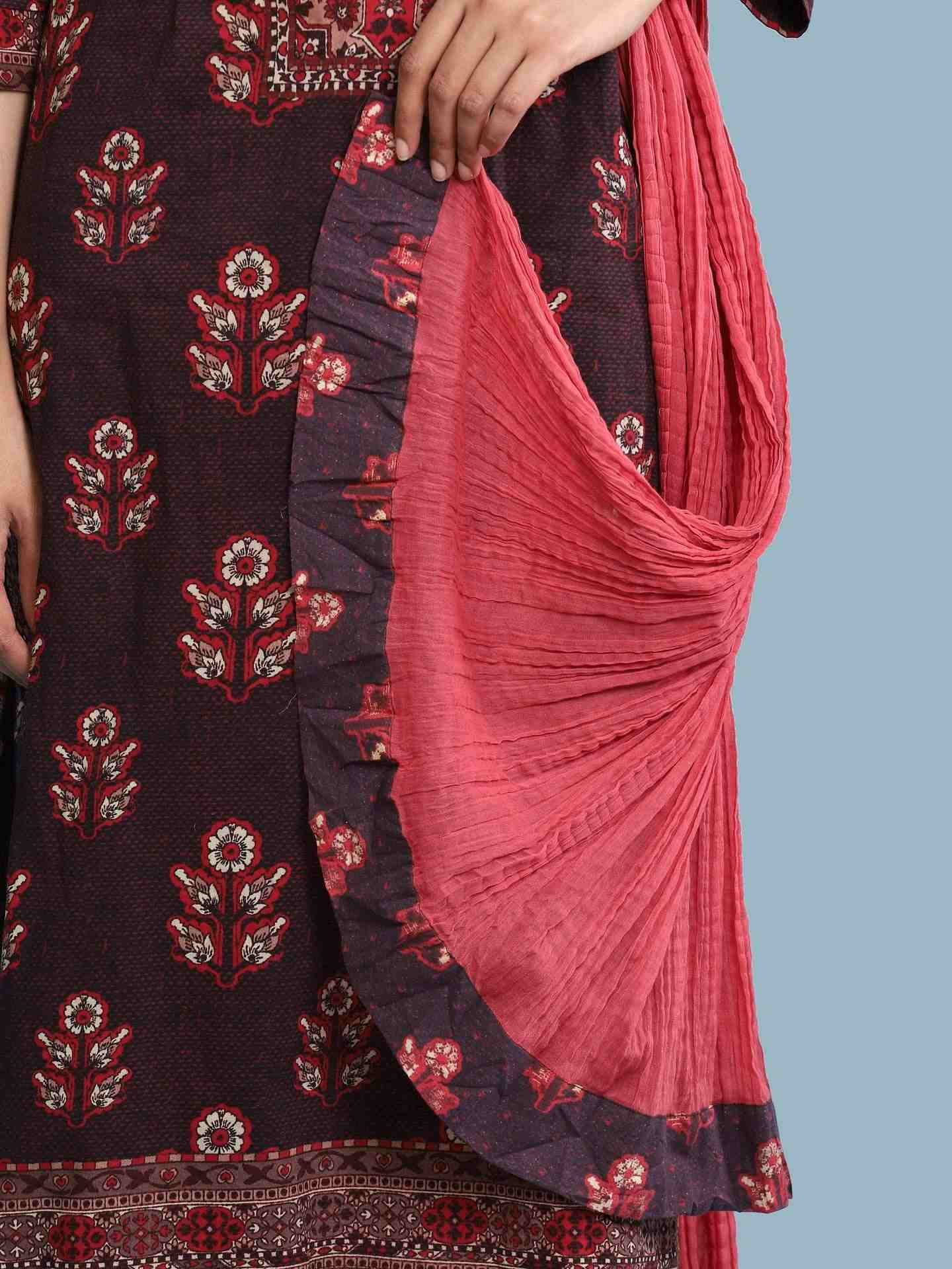Brown Irani Suit Set