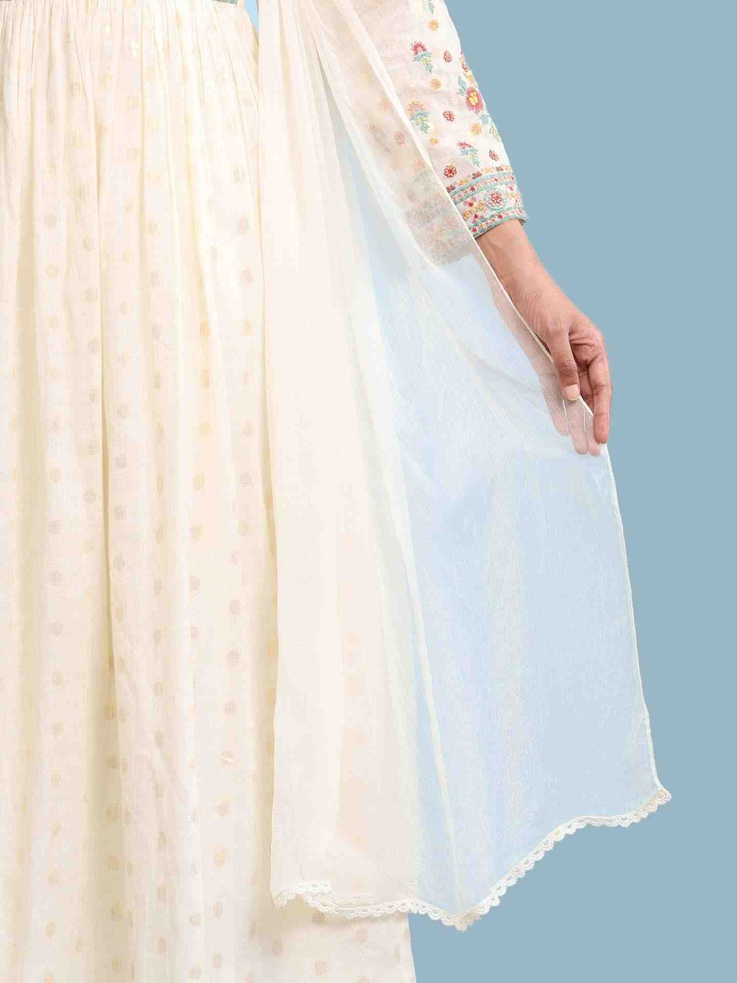 Ecru Indra Solid Anarkali Suit