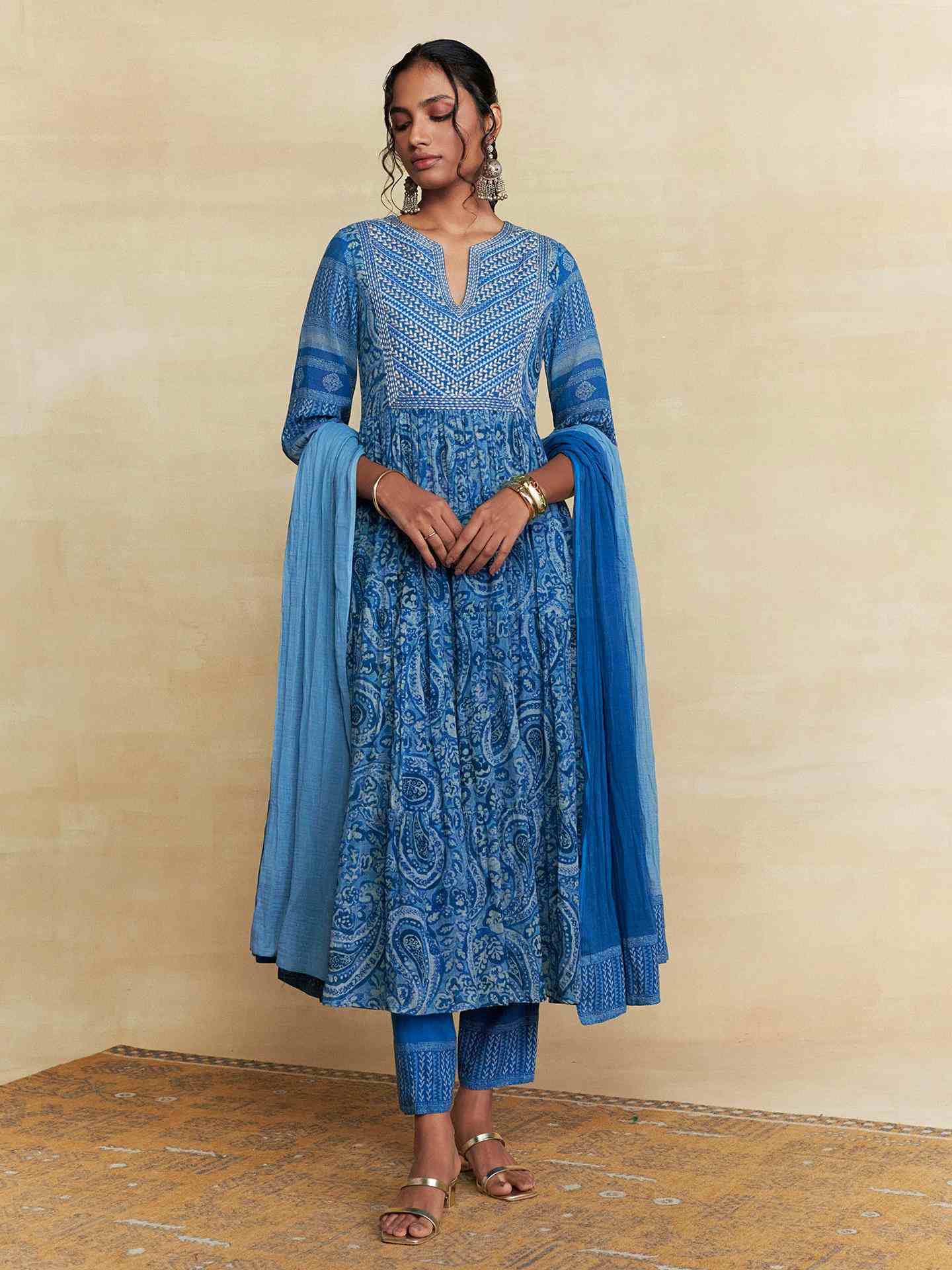 Blue Pashmina Suit Set
