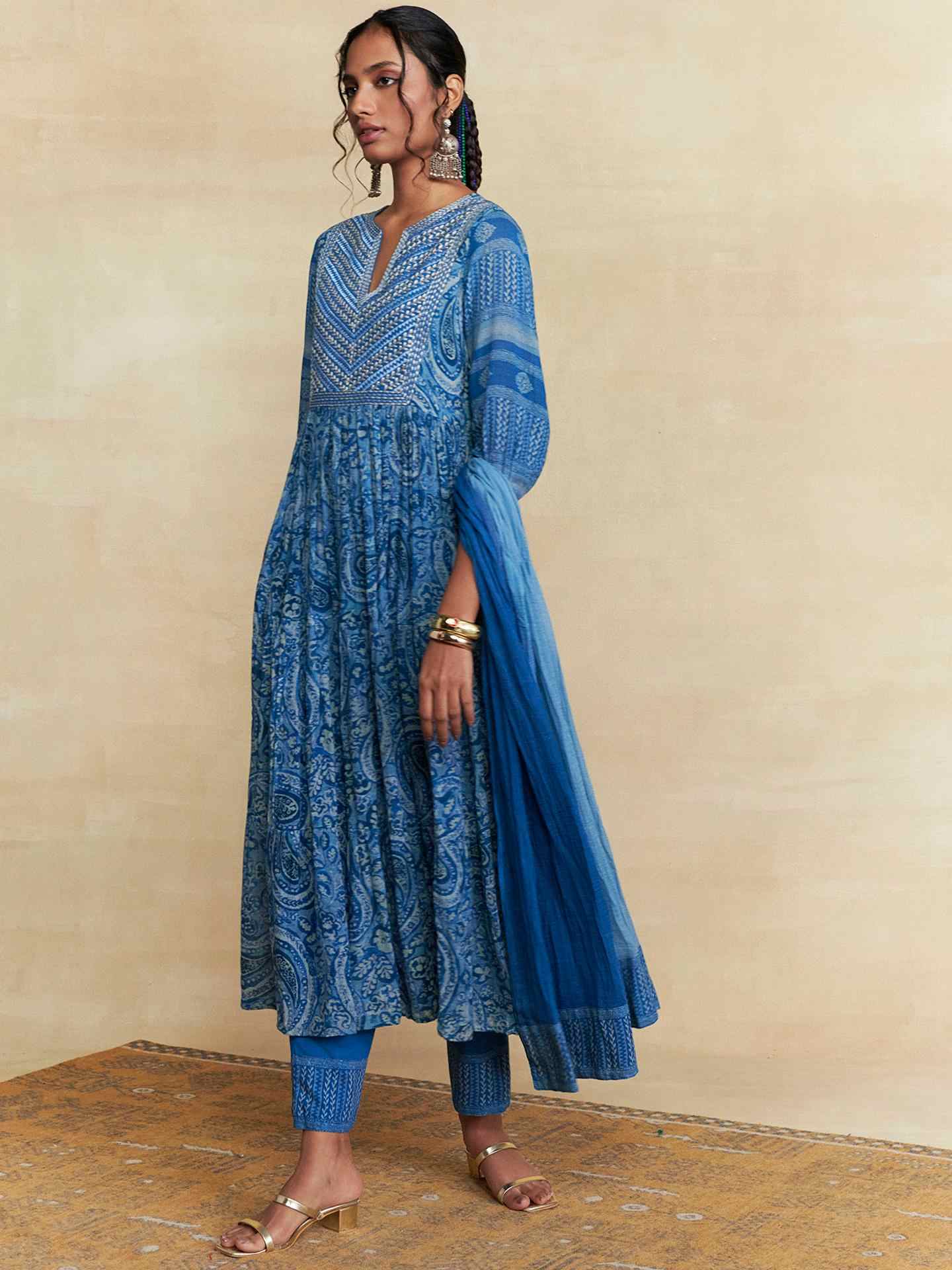 Blue Pashmina Suit Set