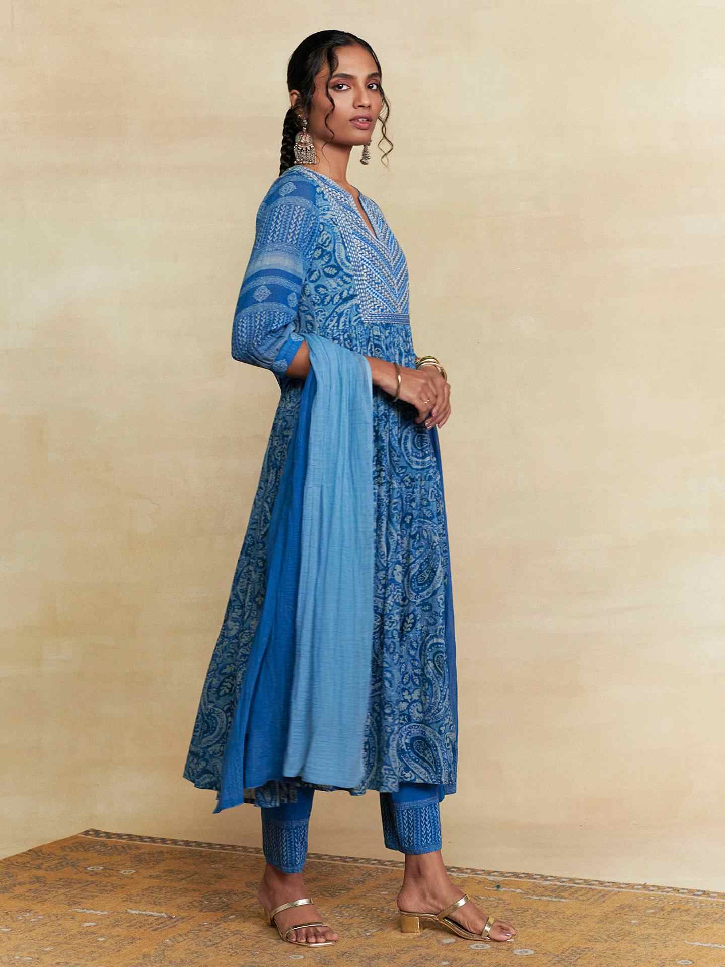 Blue Pashmina Suit Set
