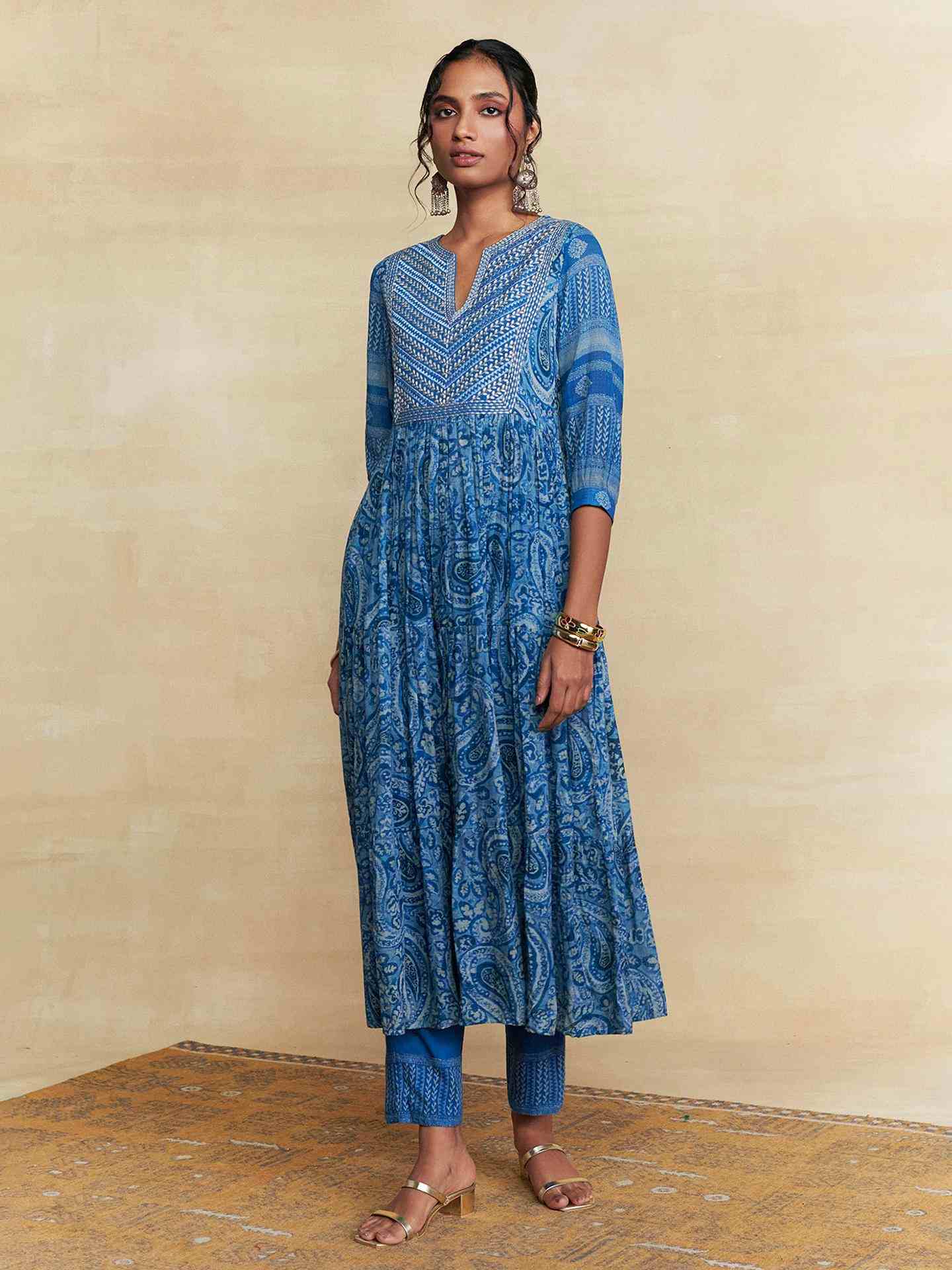 Blue Pashmina Suit Set