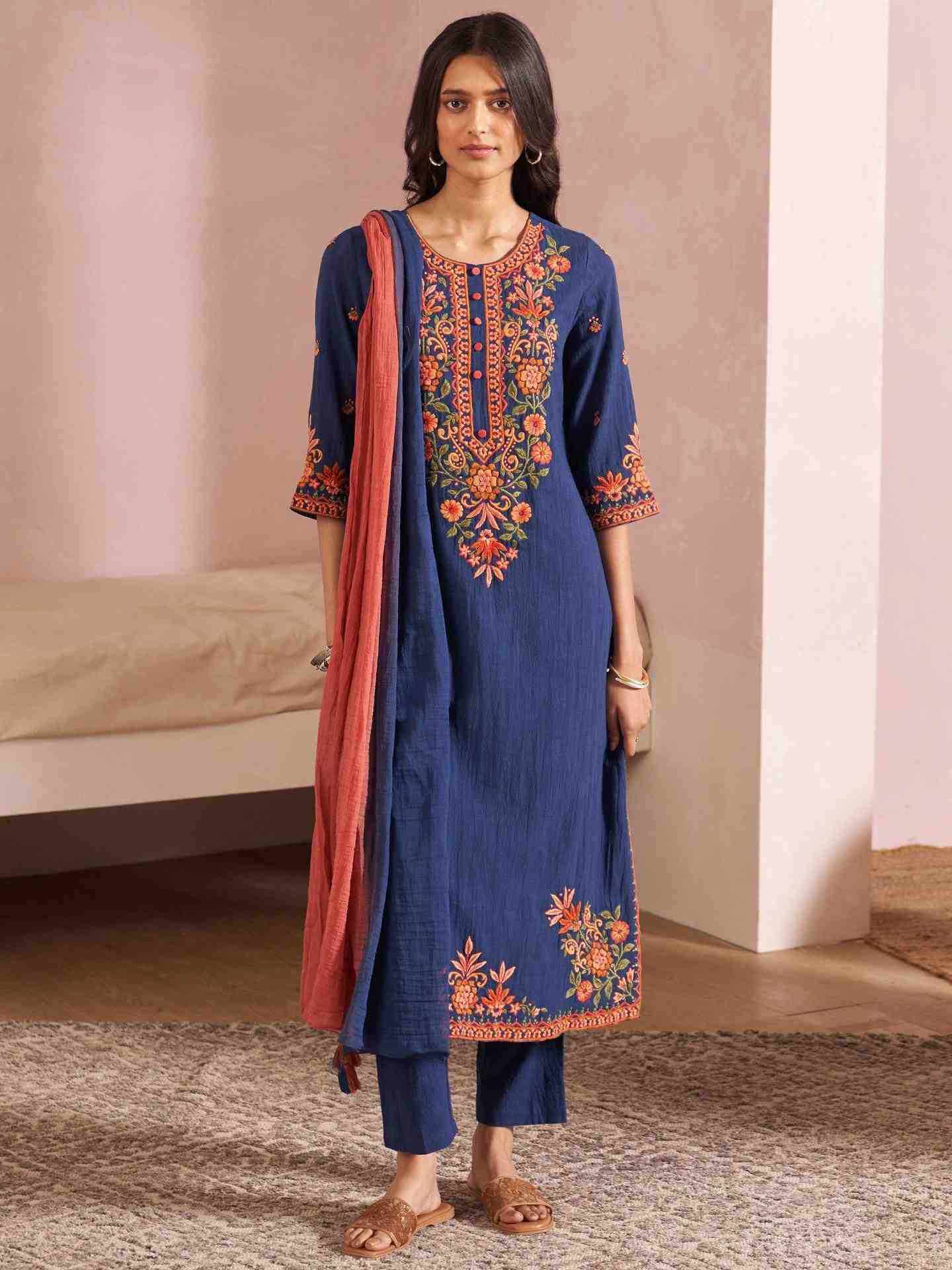Blue Ashoka Solid Suit Set
