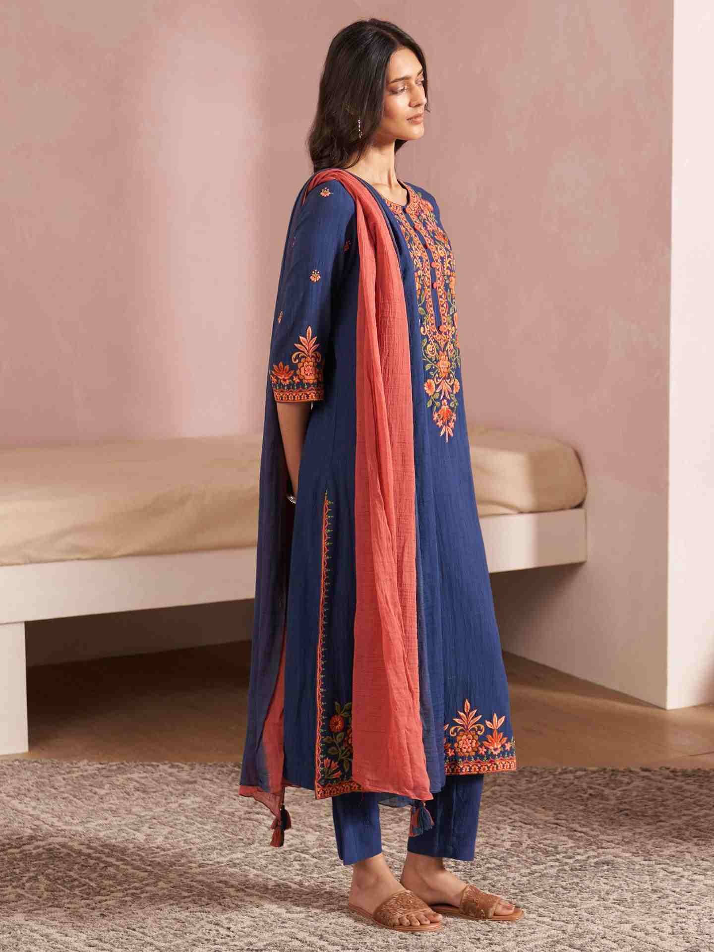 Blue Ashoka Solid Suit Set