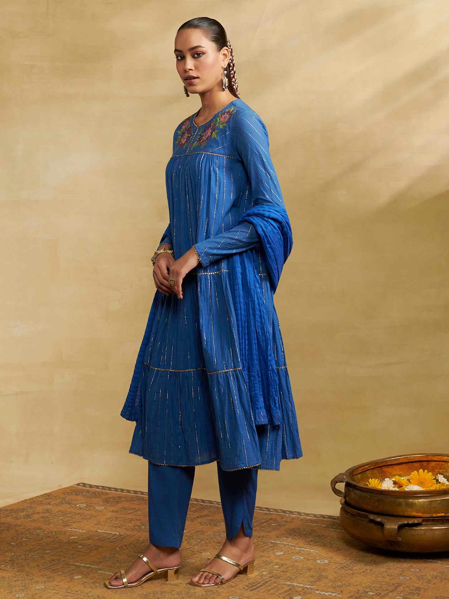 Blue Narmeen Solid Suit Set