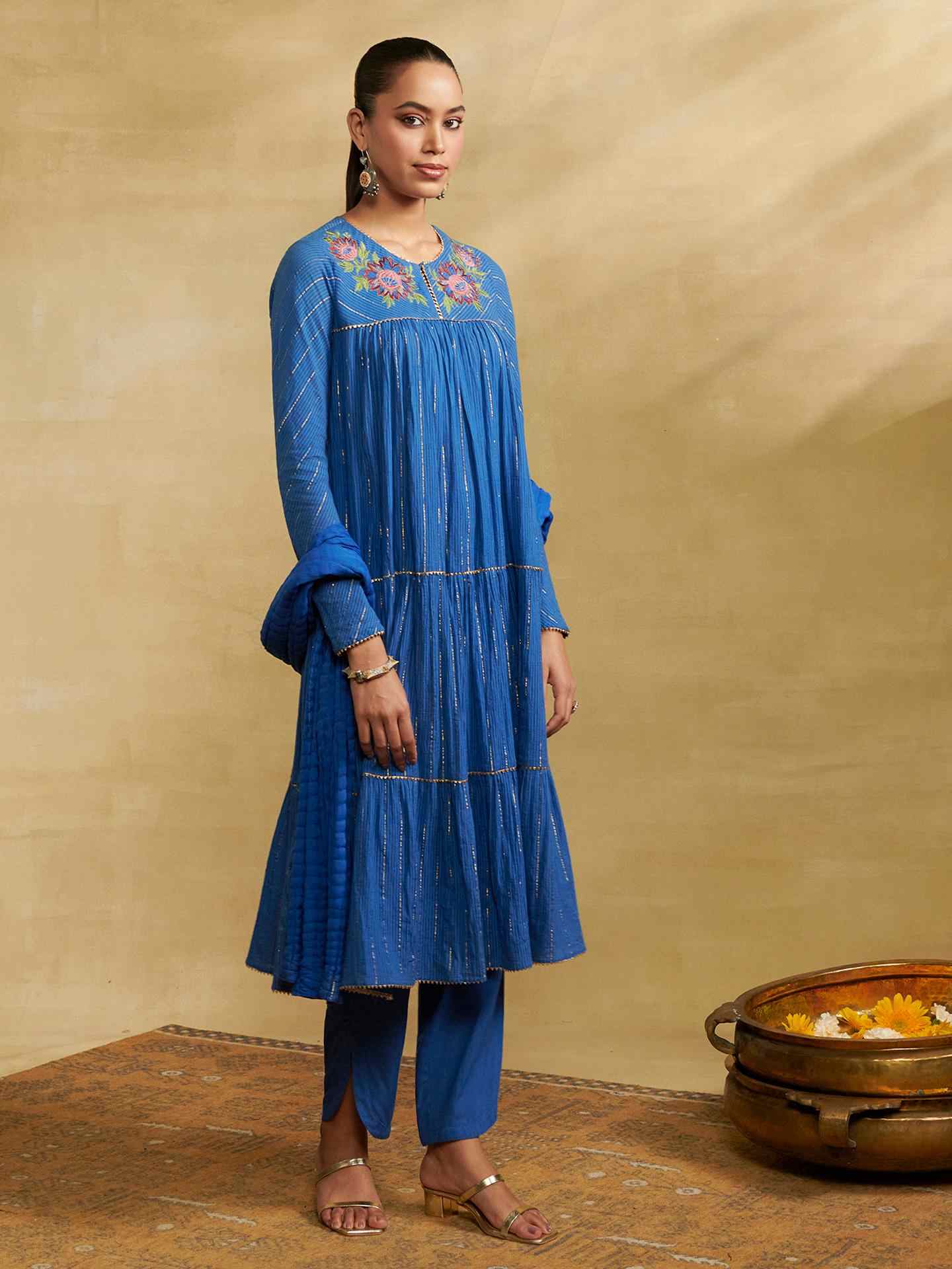 Blue Narmeen Solid Suit Set