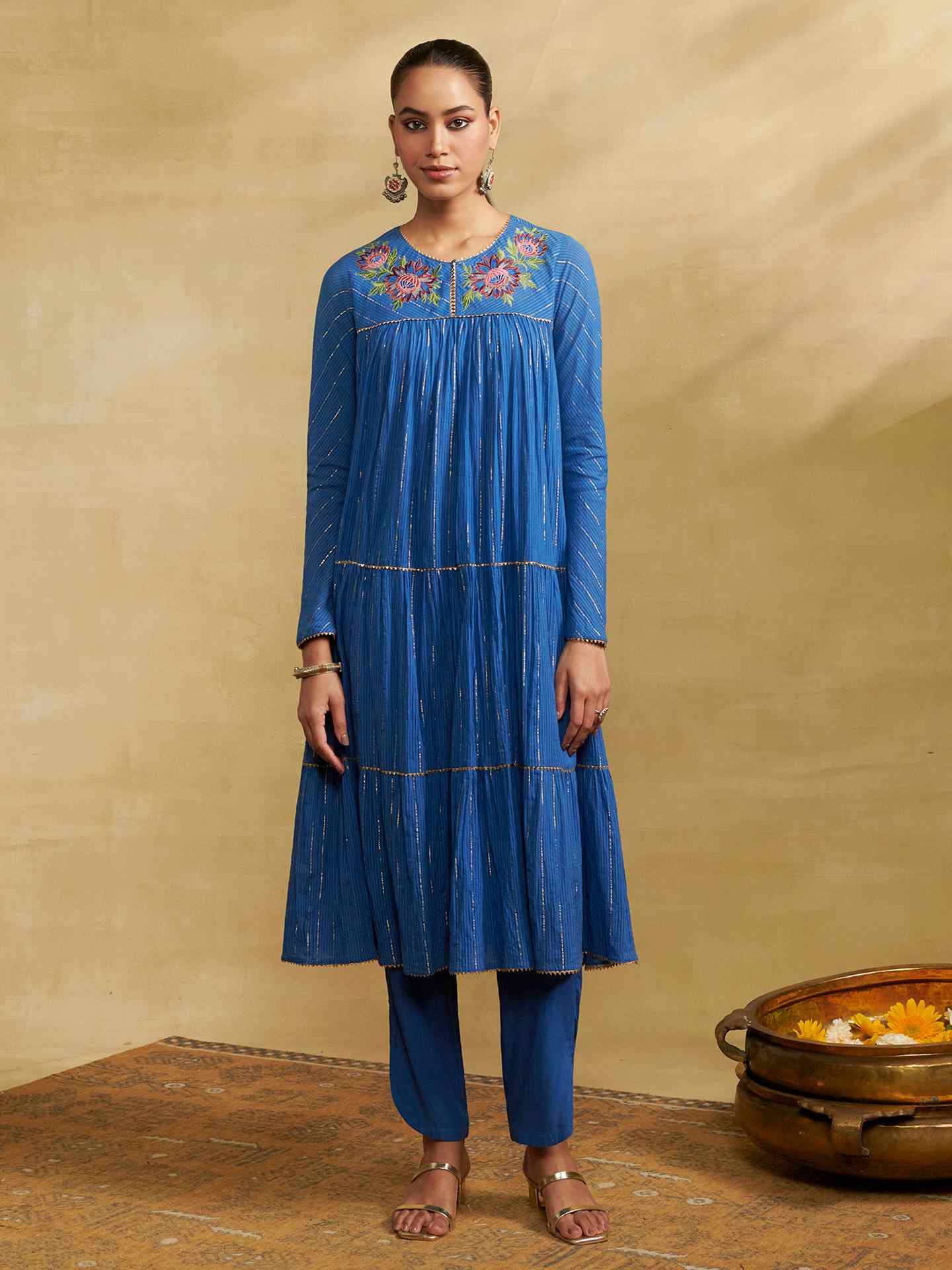 Blue Narmeen Solid Suit Set