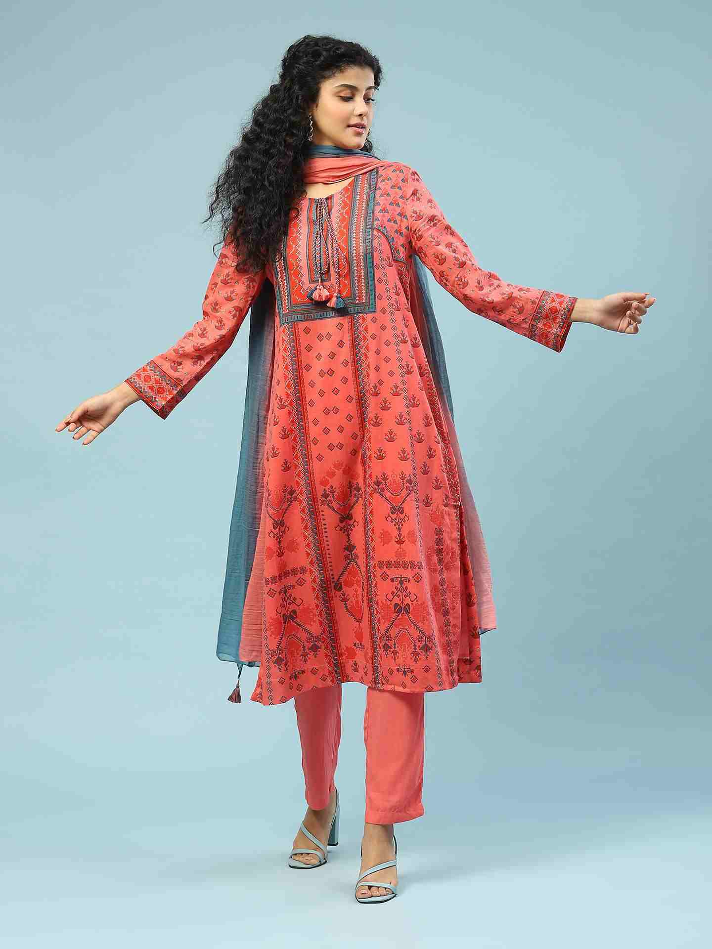 Peach Swastik Suit Set