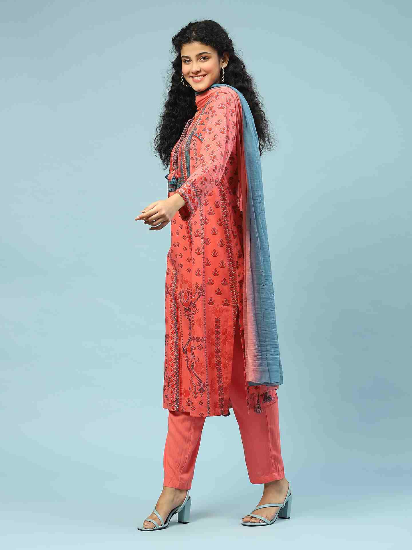 Peach Swastik Suit Set