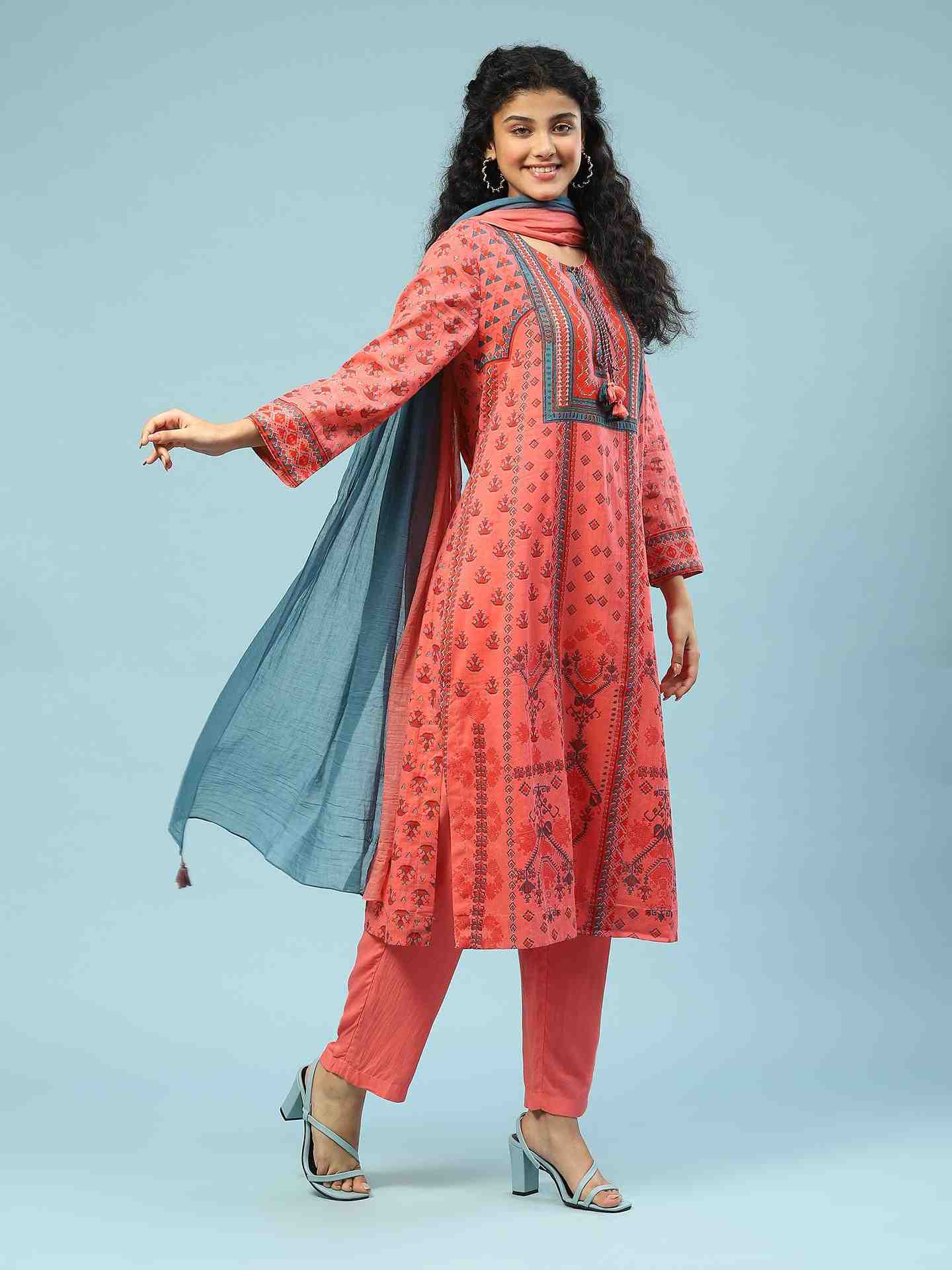 Peach Swastik Suit Set