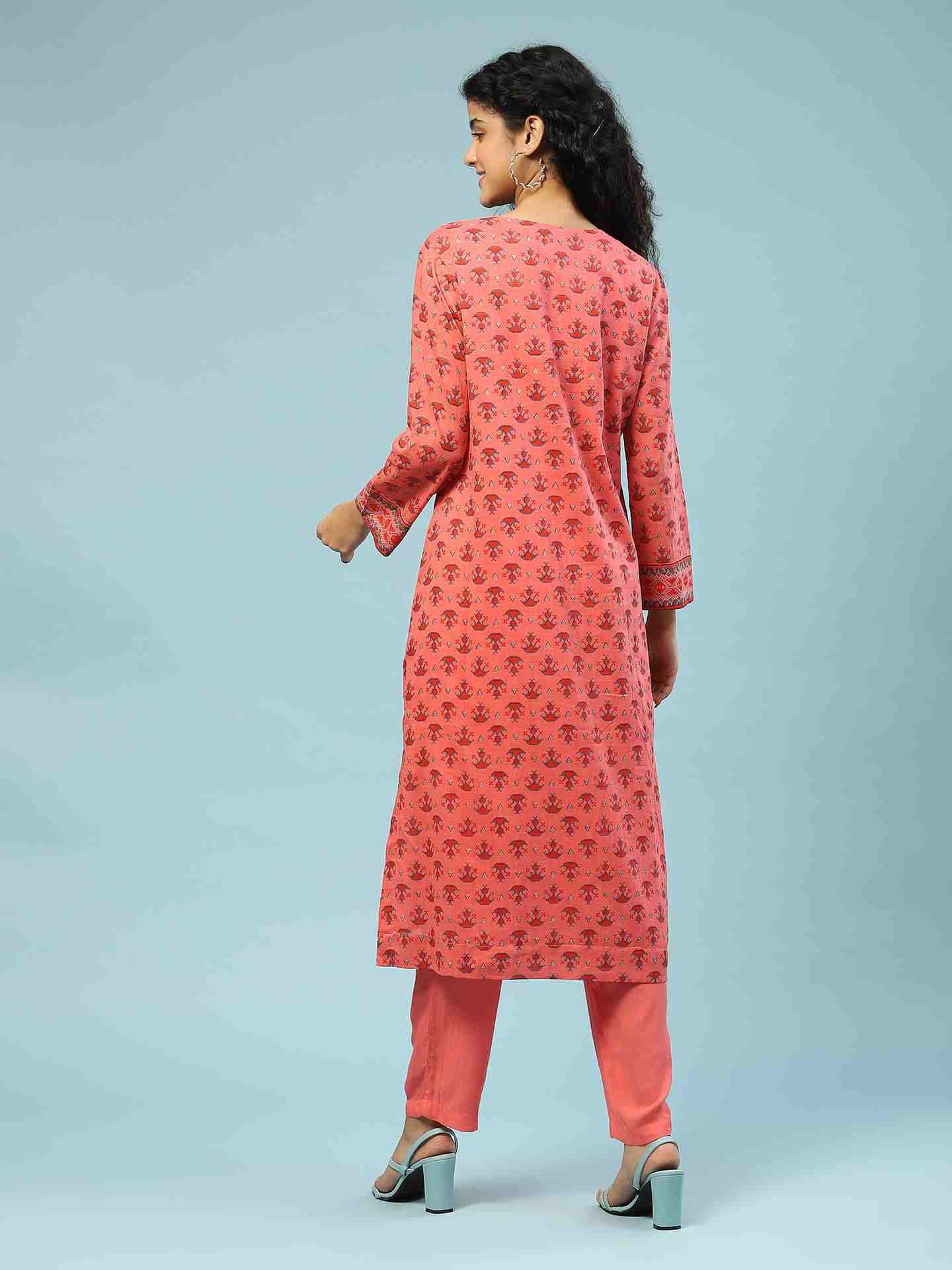 Peach Swastik Suit Set