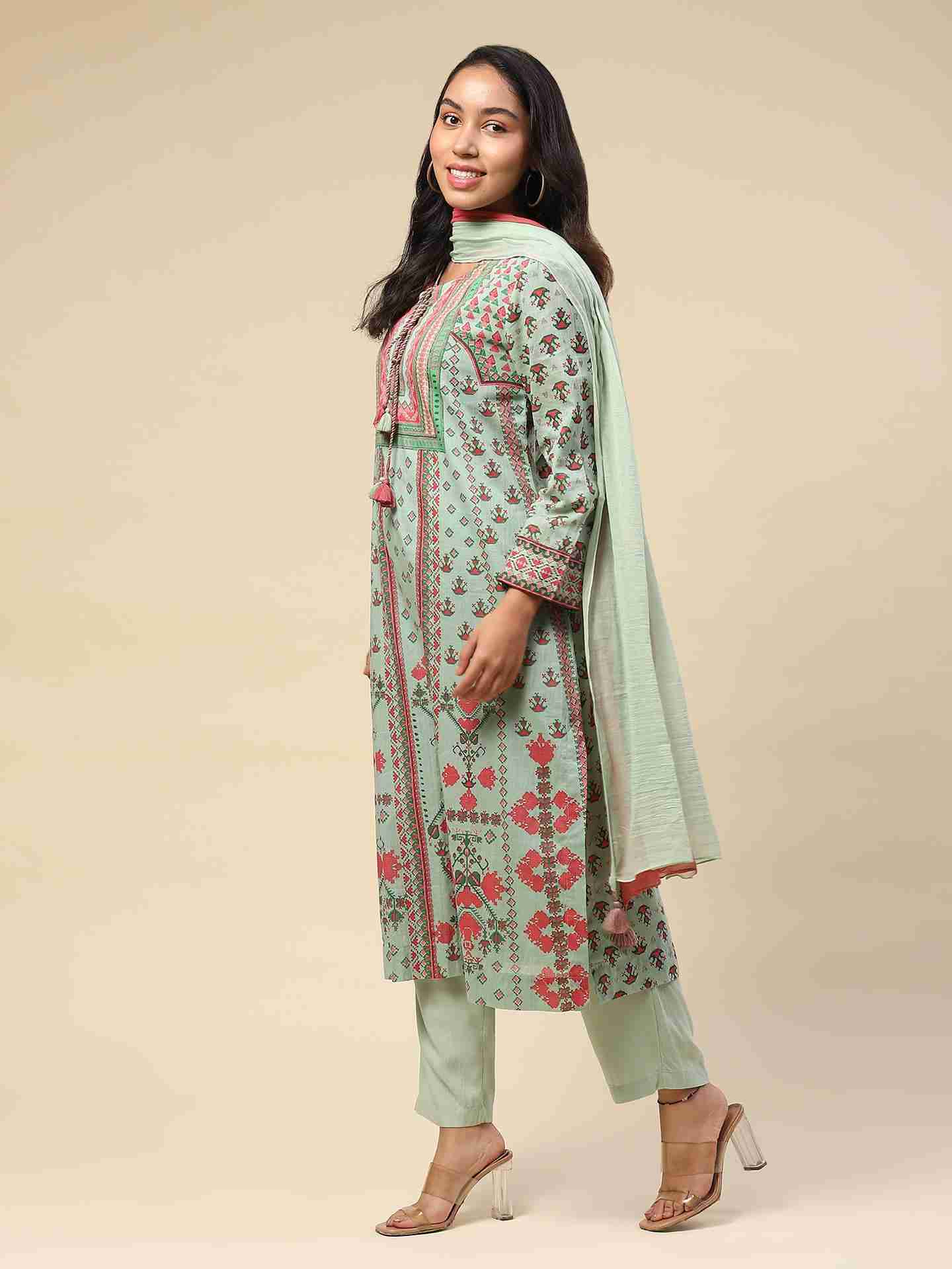 Teal Swastik Suit Set