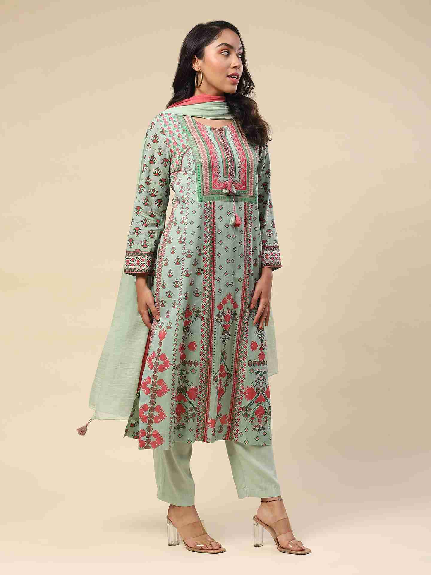 Teal Swastik Suit Set