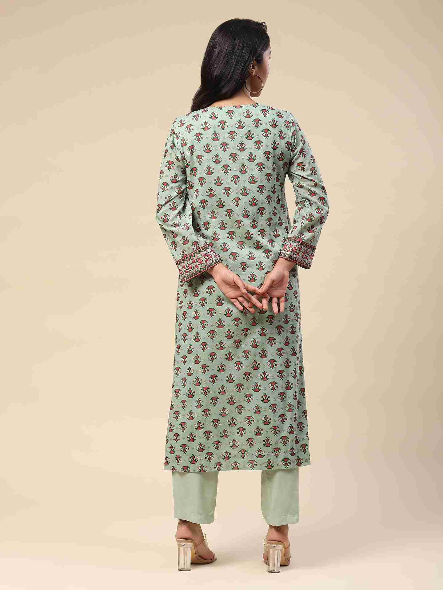Teal Swastik Suit Set