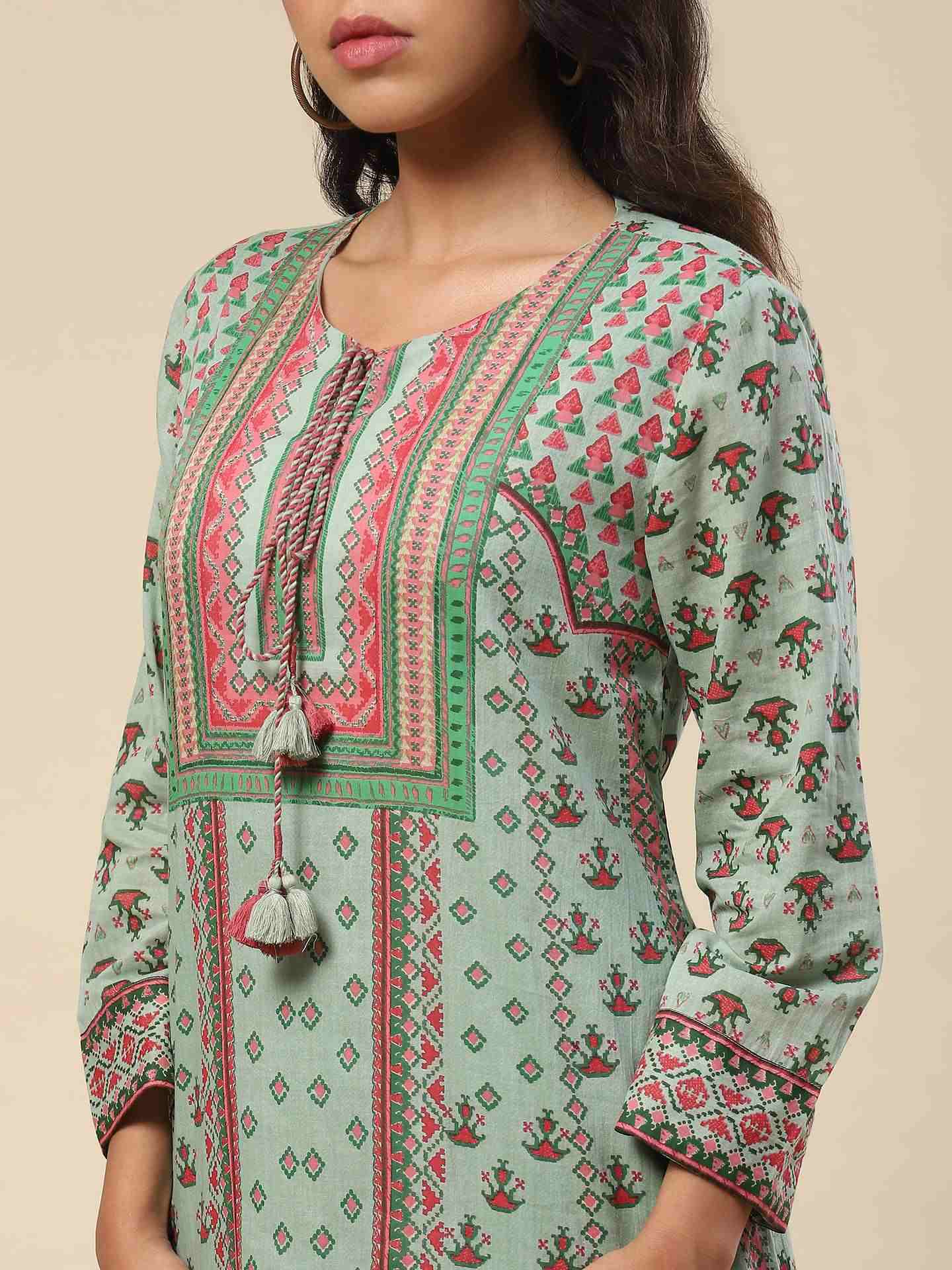 Teal Swastik Suit Set