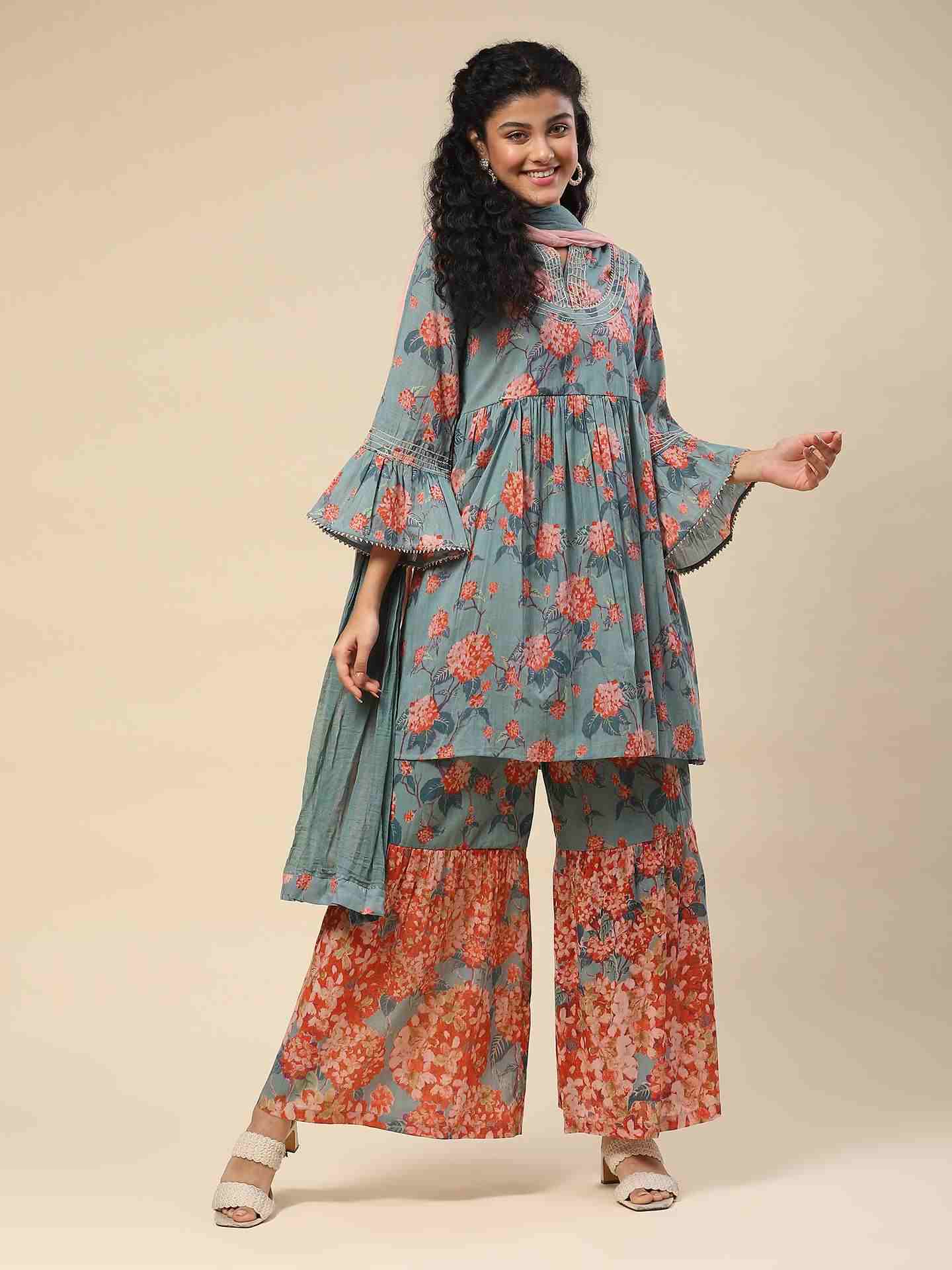 Green Kalakriti Sharara Suit