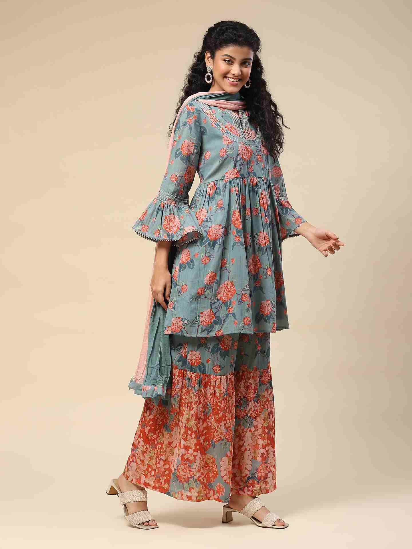 Green Kalakriti Sharara Suit