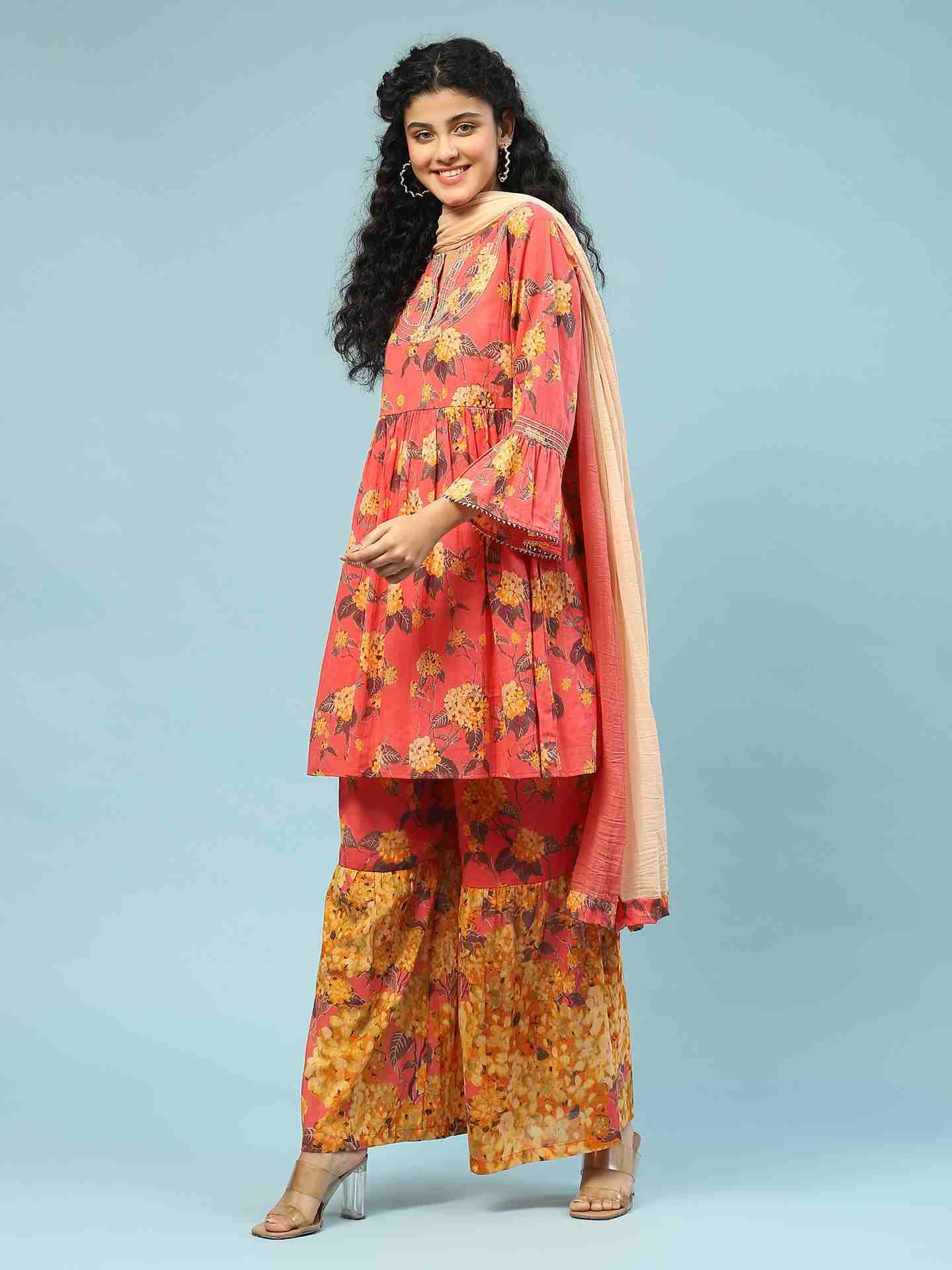 Peach Kalakriti Sharara Suit