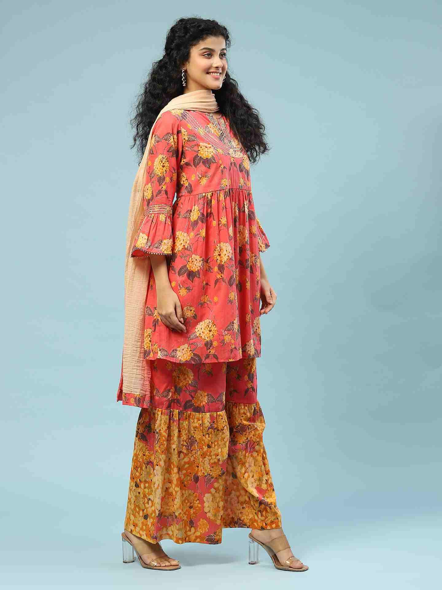 Peach Kalakriti Sharara Suit
