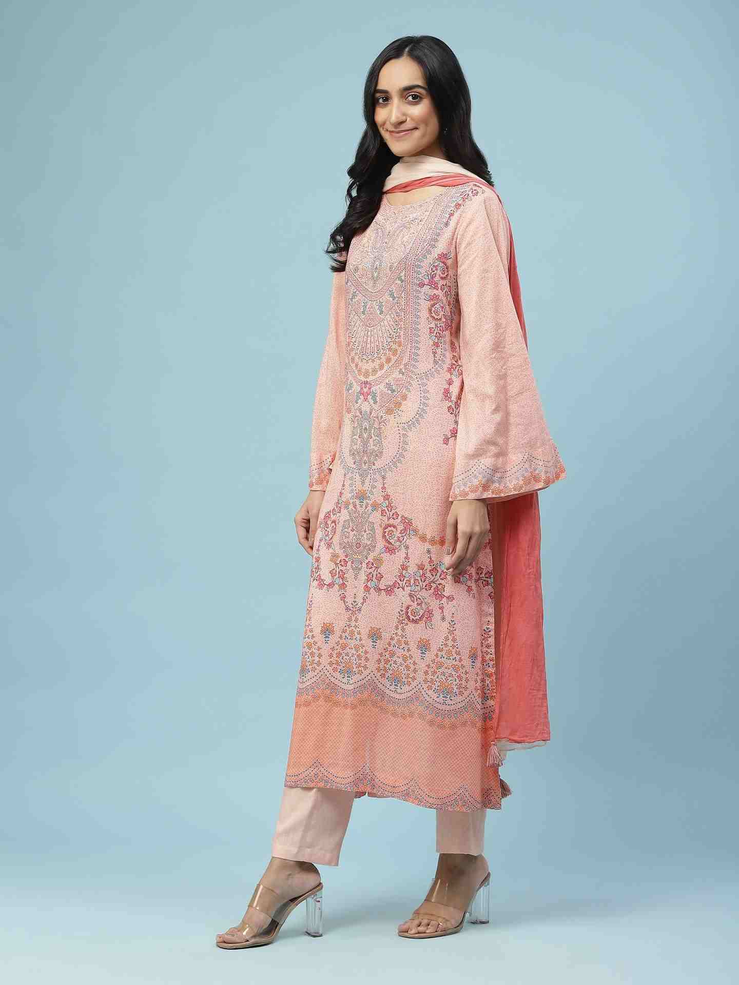 Peach Blissful Garden Suit Set