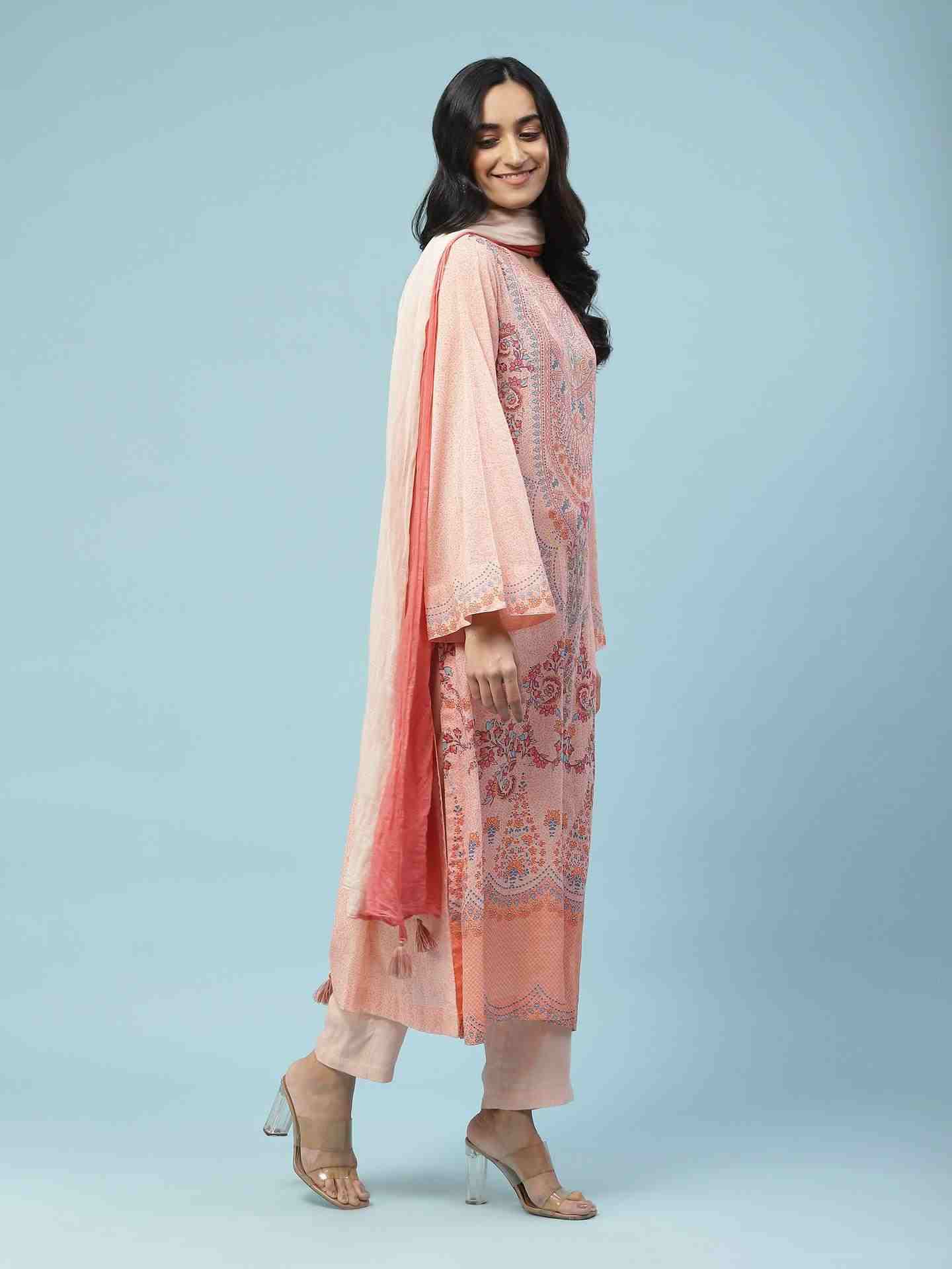 Peach Blissful Garden Suit Set