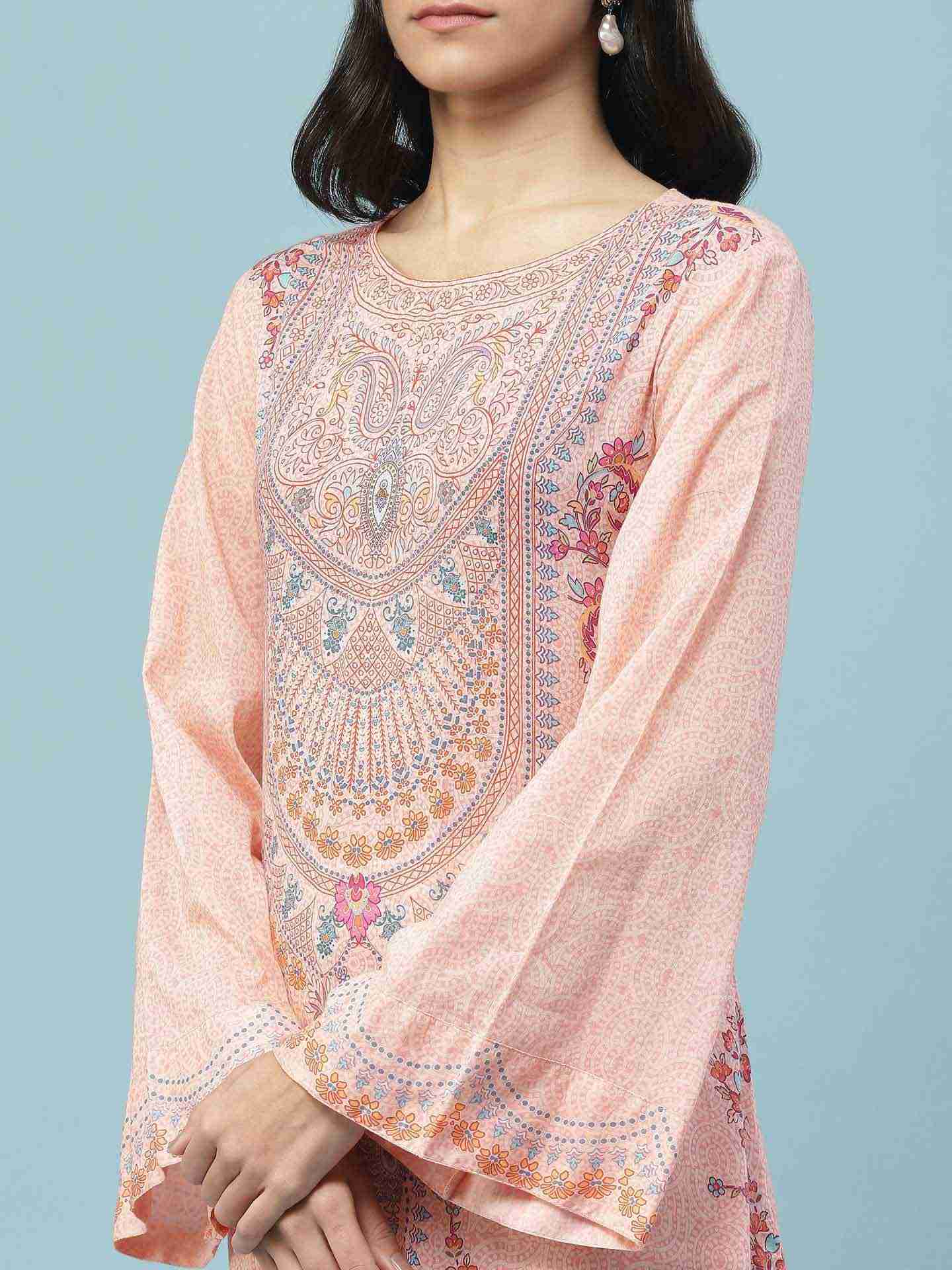 Peach Blissful Garden Suit Set